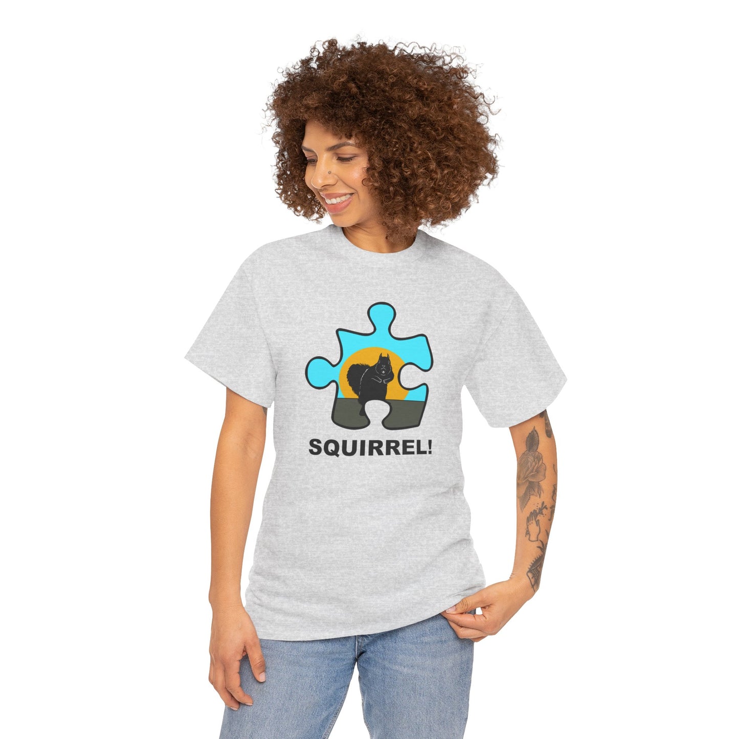 Squirrel Puzzle Piece T-Shirt – Fun Wildlife Graphic Tee – Unisex Heavy Cotton Shirt