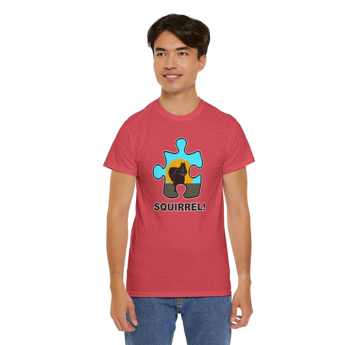 Squirrel Puzzle Piece T-Shirt – Fun Wildlife Graphic Tee – Unisex Heavy Cotton Shirt