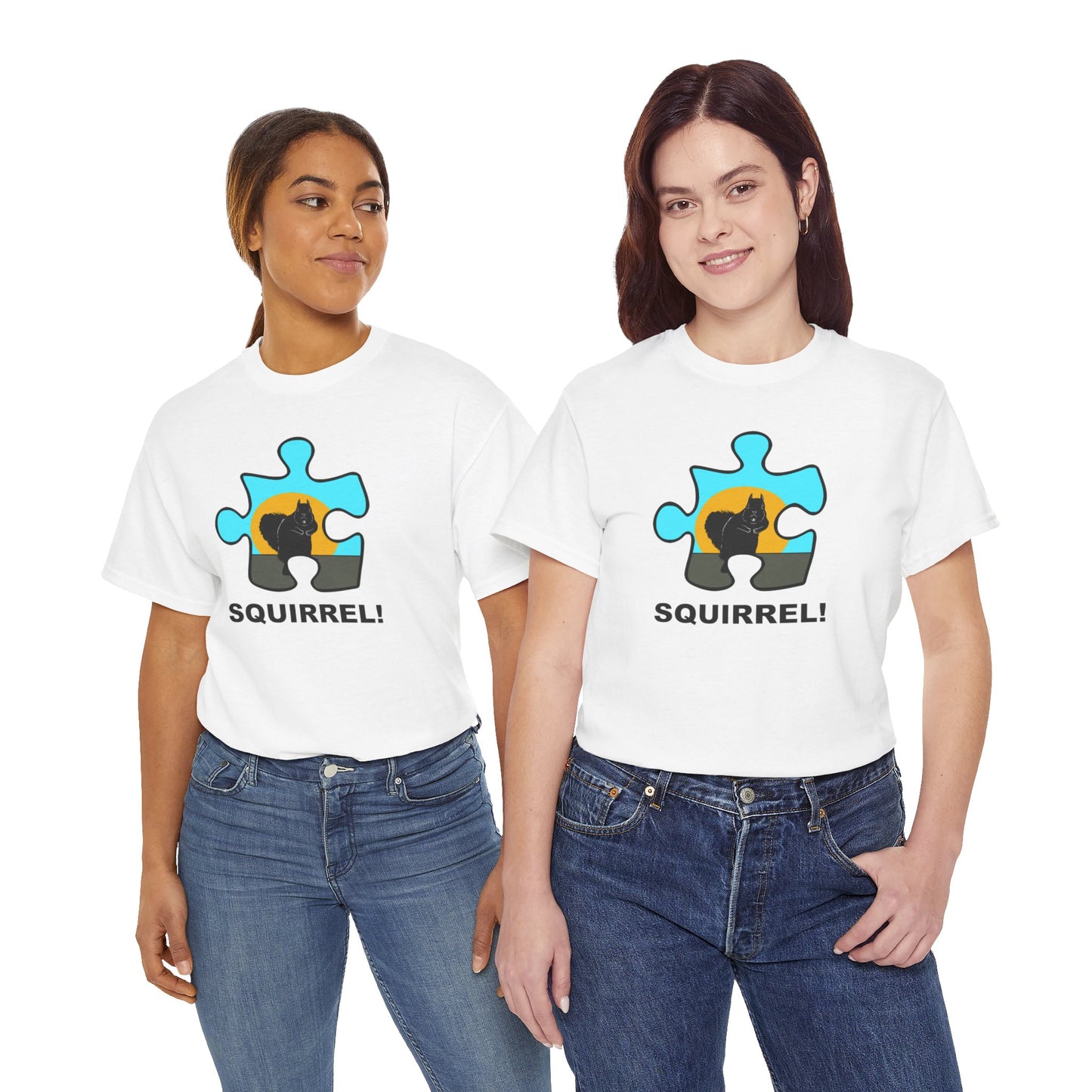 Squirrel Puzzle Piece T-Shirt – Fun Wildlife Graphic Tee – Unisex Heavy Cotton Shirt