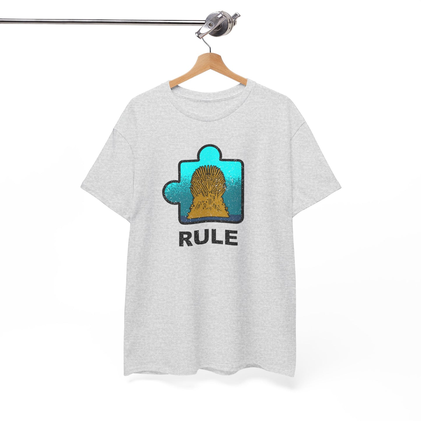 Throne Puzzle Piece T-Shirt – ‘Rule’ Graphic Tee – Unisex Heavy Cotton Shirt Distressed Style