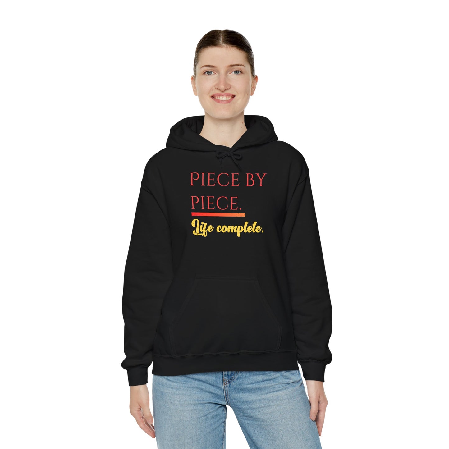 Piece by Piece Pullover Hoodie – Life Complete Distressed Sweatshirt