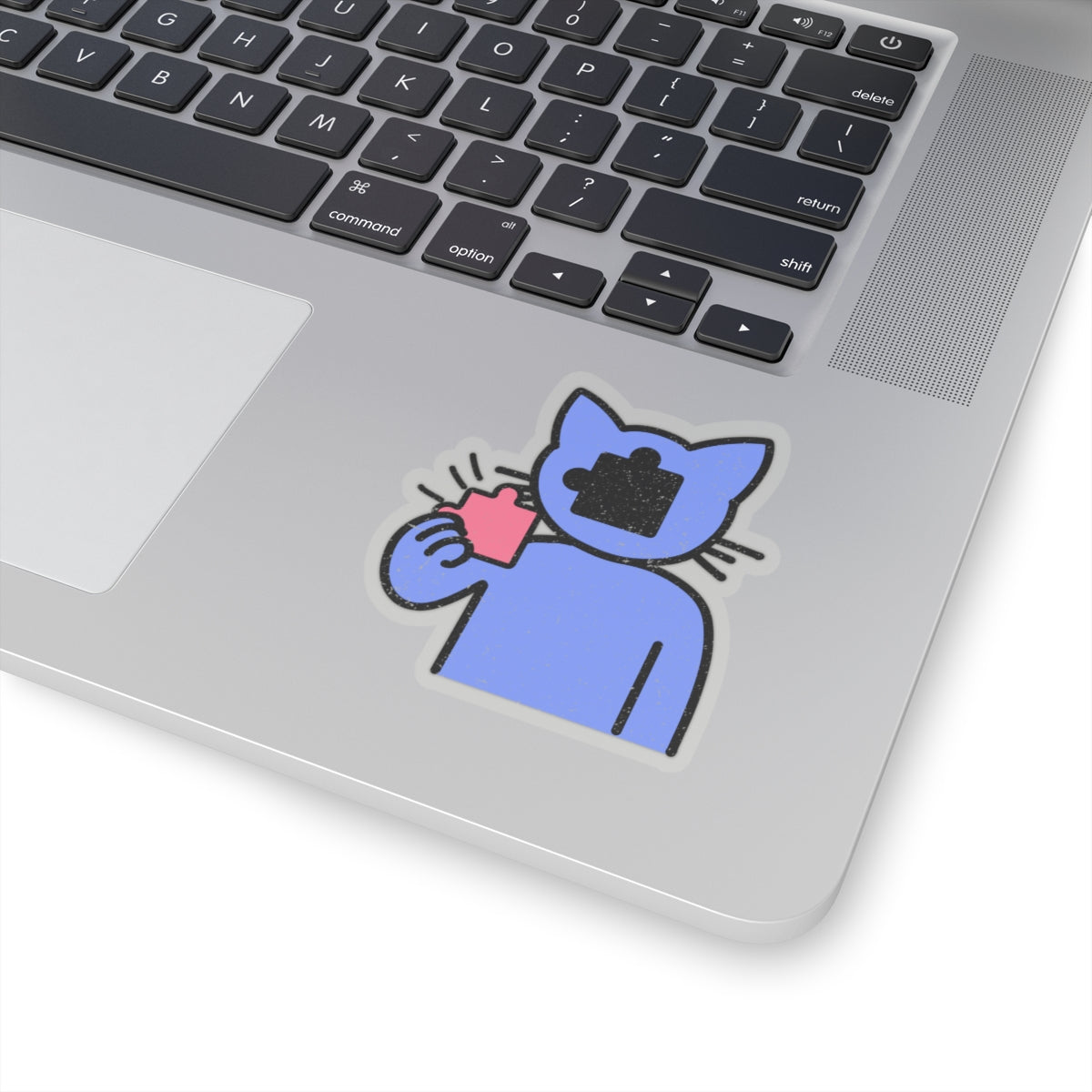 Cat & Puzzle Piece Kiss-Cut Stickers – Distressed Style by Trash Cat Tee's