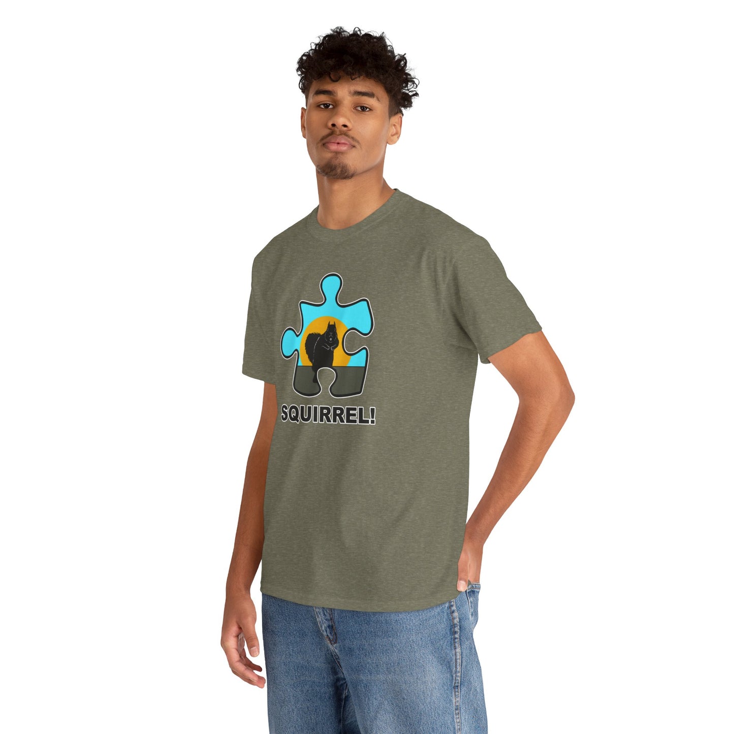 Squirrel Puzzle Piece T-Shirt – Fun Wildlife Graphic Tee – Unisex Heavy Cotton Shirt