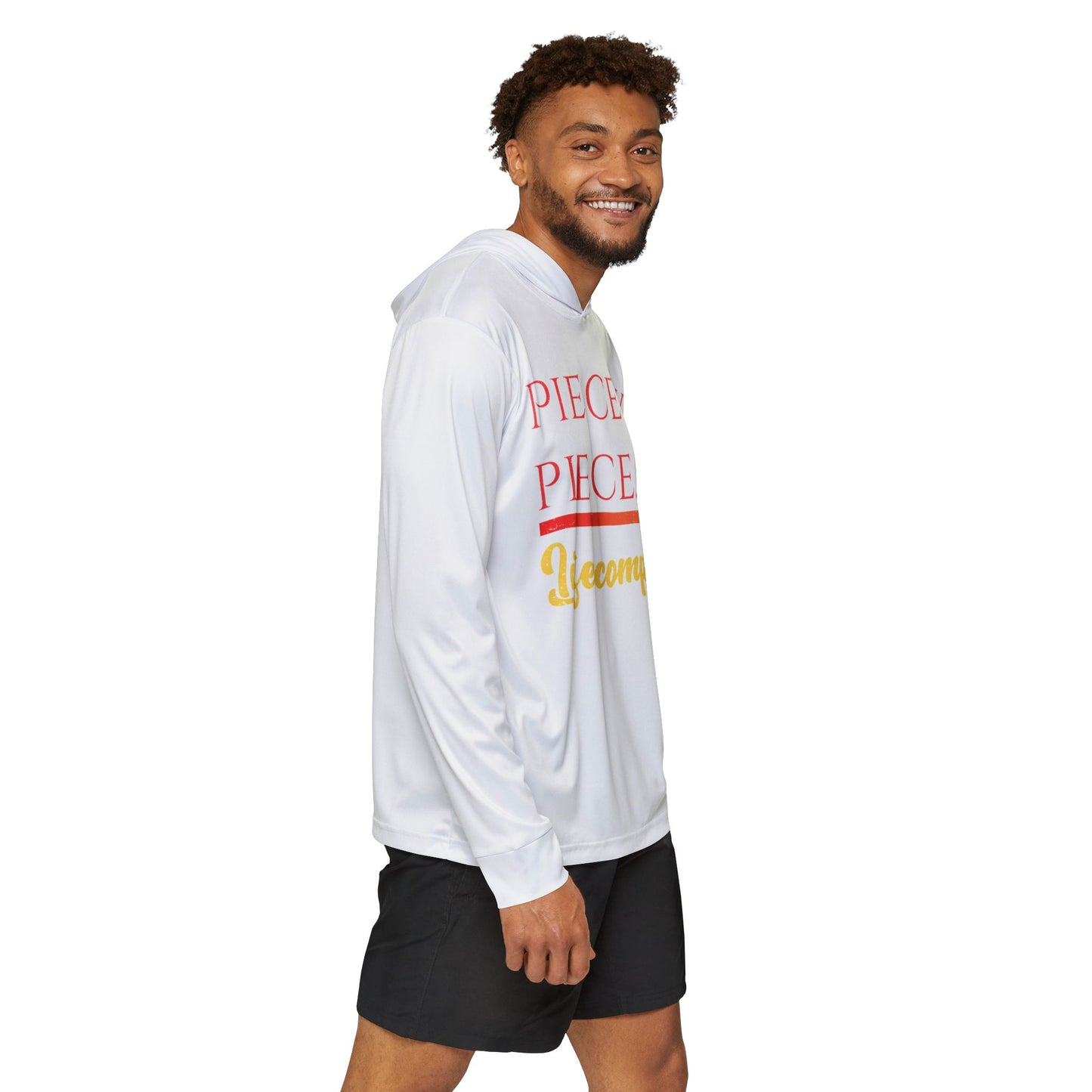 Men’s Sports Warmup Hoodie – Piece by Piece Distressed Athletic Hoodie by Trash Cat Tee's