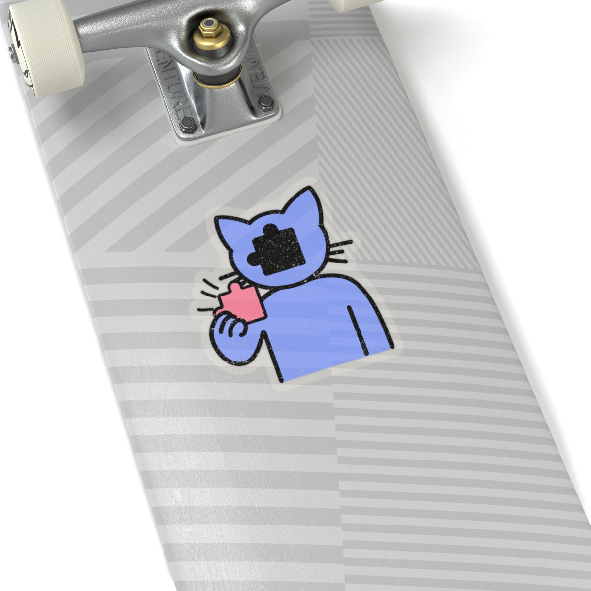 Cat & Puzzle Piece Kiss-Cut Stickers – Distressed Style by Trash Cat Tee's