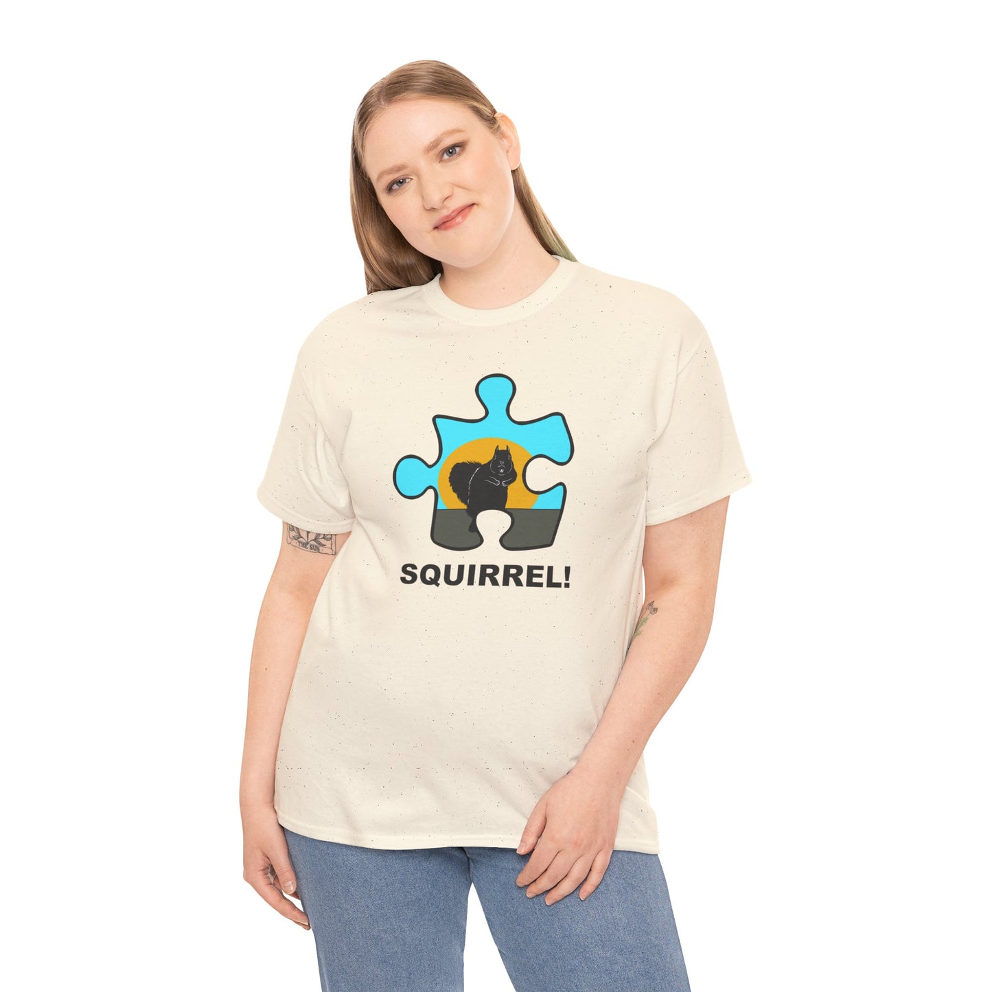 Squirrel Puzzle Piece T-Shirt – Fun Wildlife Graphic Tee – Unisex Heavy Cotton Shirt