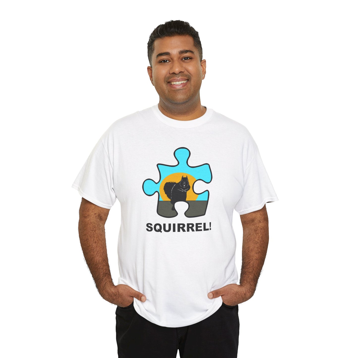 Squirrel Puzzle Piece T-Shirt – Fun Wildlife Graphic Tee – Unisex Heavy Cotton Shirt