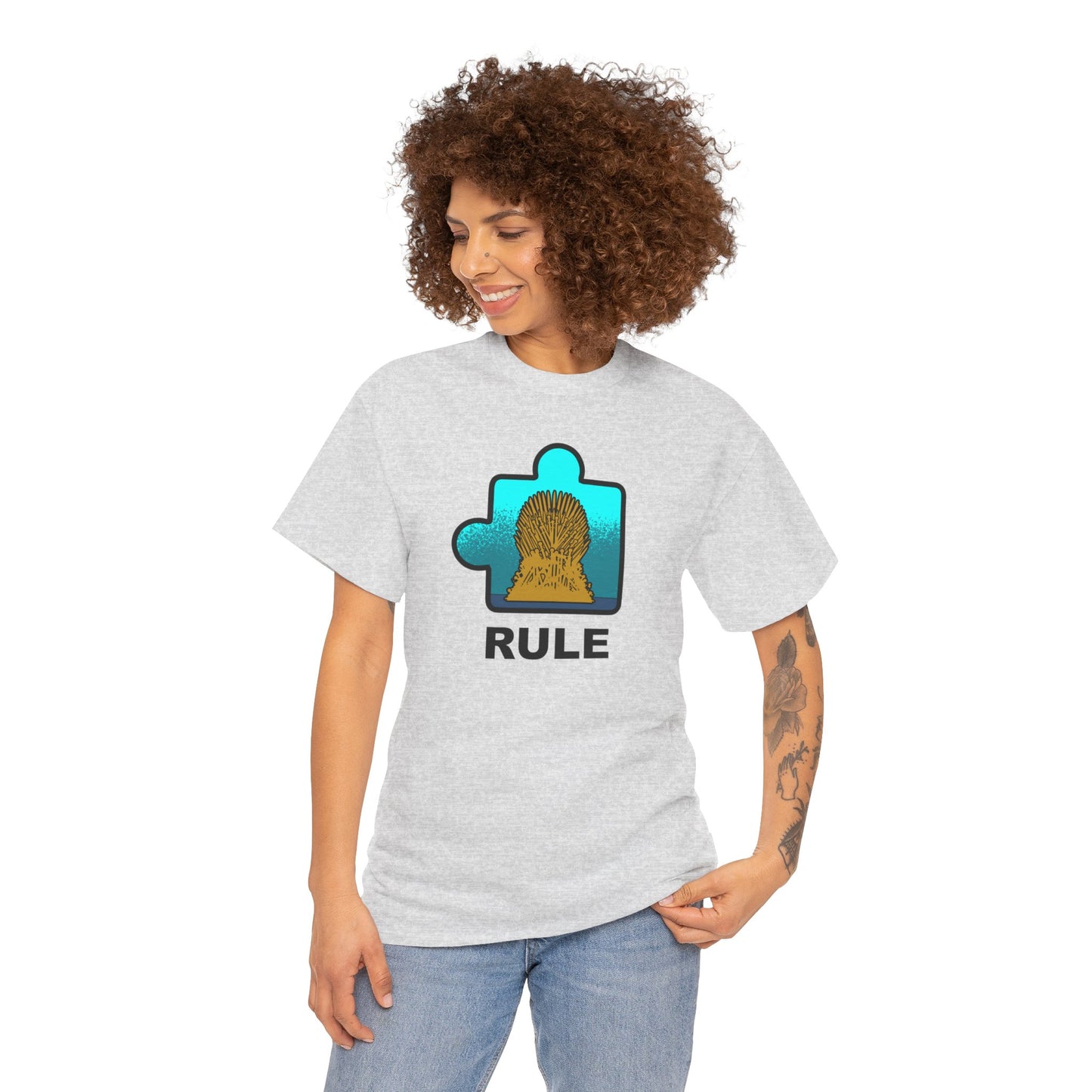 Throne Puzzle Piece T-Shirt – ‘Rule’ Graphic Tee – Unisex Heavy Cotton Shirt