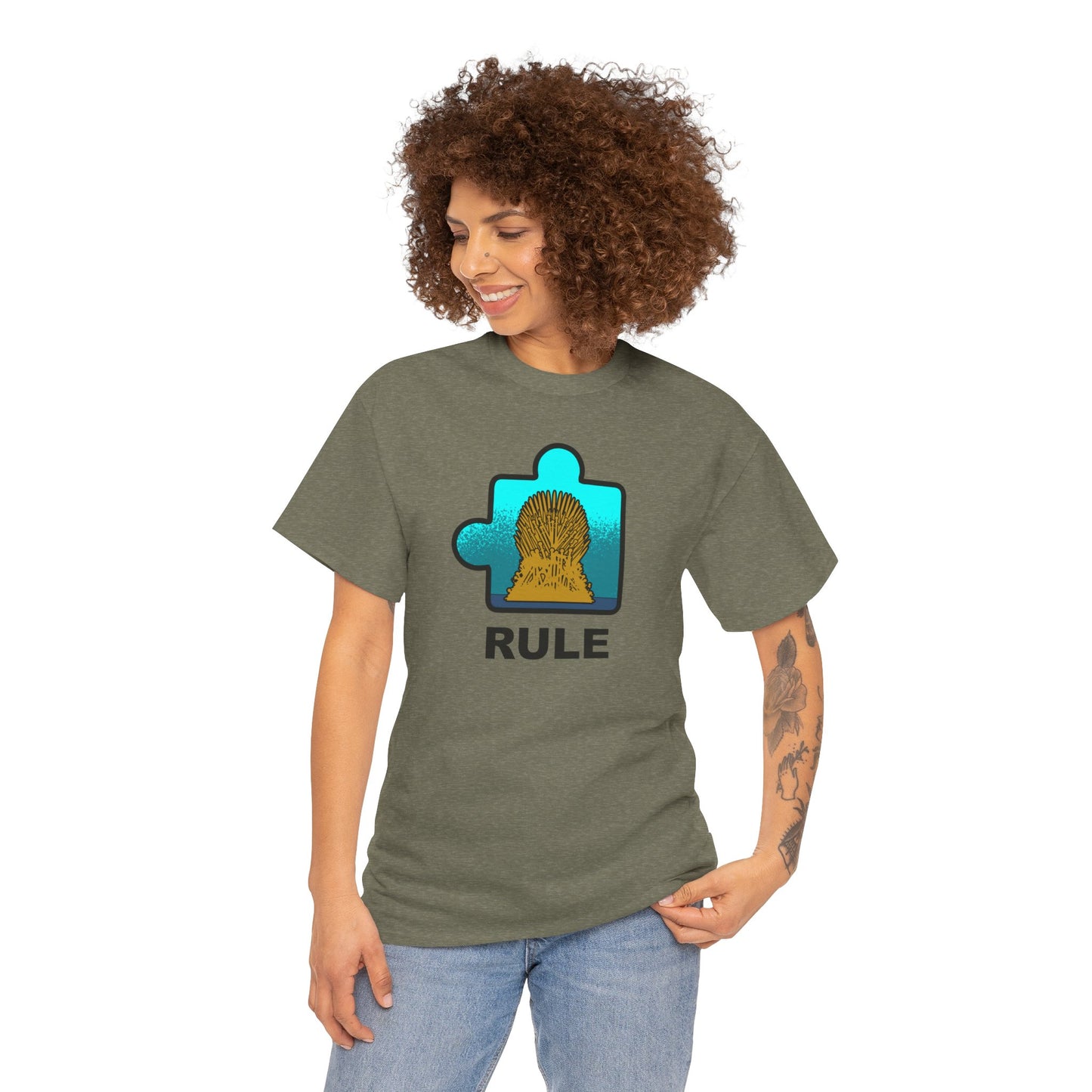 Throne Puzzle Piece T-Shirt – ‘Rule’ Graphic Tee – Unisex Heavy Cotton Shirt