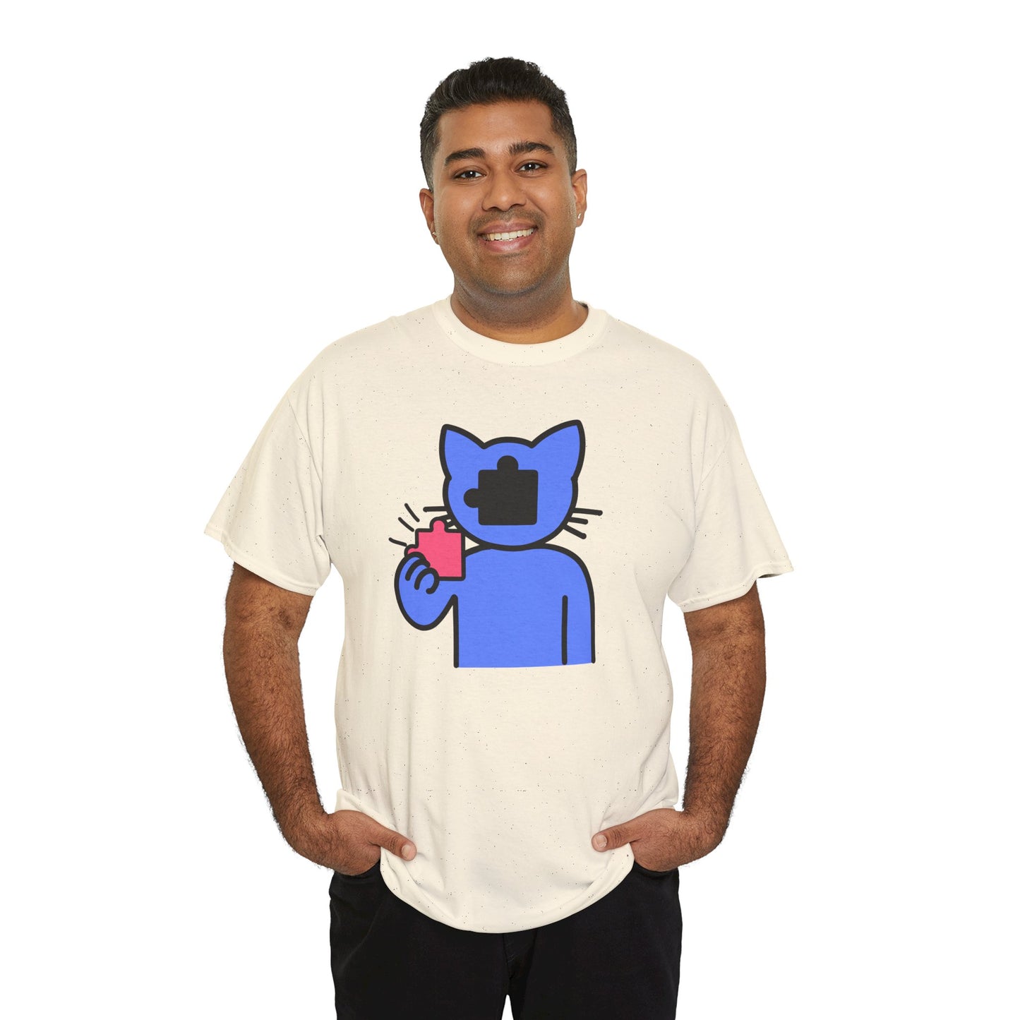 Cat Puzzle Piece T-Shirt – Life’s Journey Graphic Tee – Unisex Heavy Cotton Shirt – Find Your Missing Piece