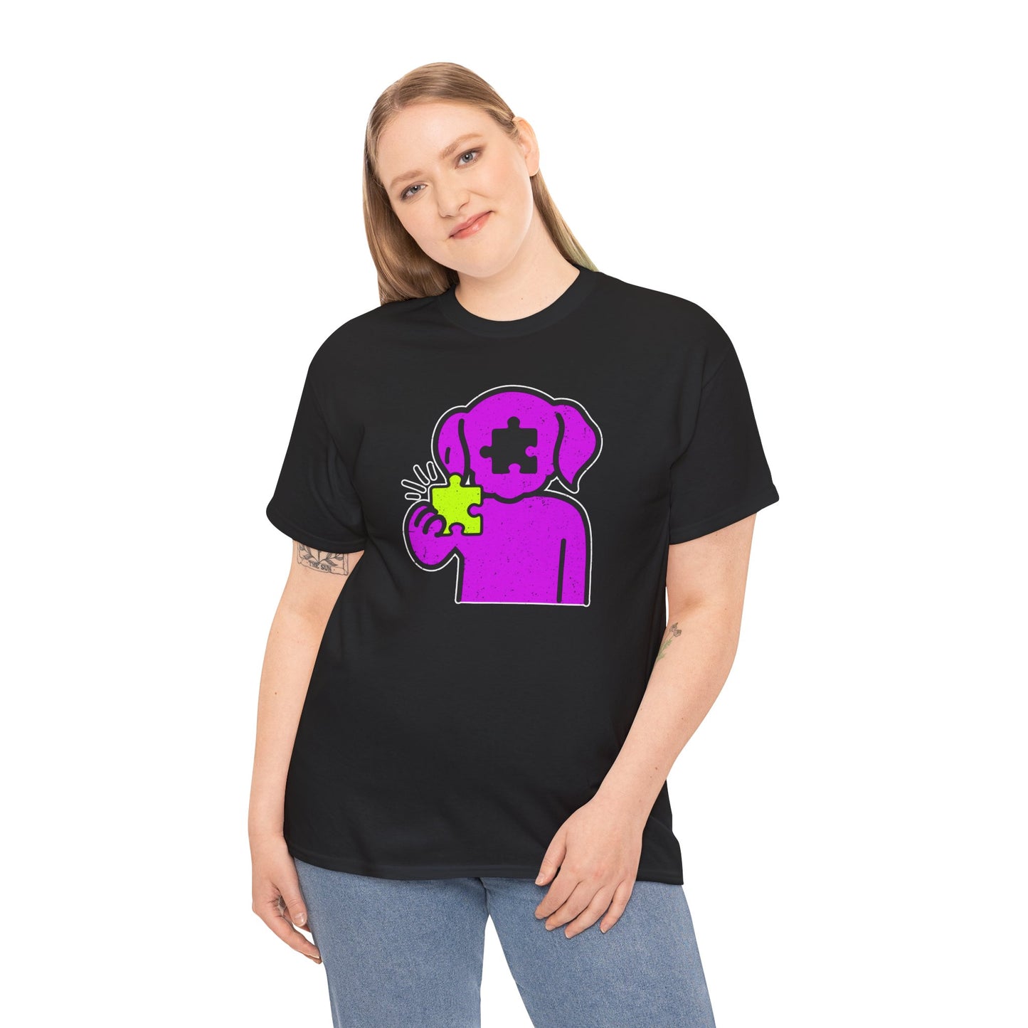 Dog Puzzle Piece T-Shirt – Life’s Epic Journey Distressed Graphic Tee – Unisex Heavy Cotton Shirt – Mix & Match to Create Your Own Unique Style