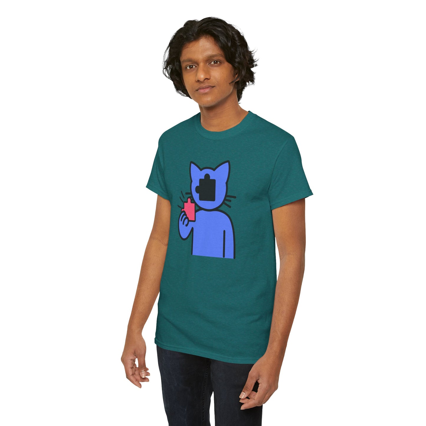 Cat Puzzle Piece T-Shirt – Life’s Journey Graphic Tee – Unisex Heavy Cotton Shirt – Find Your Missing Piece