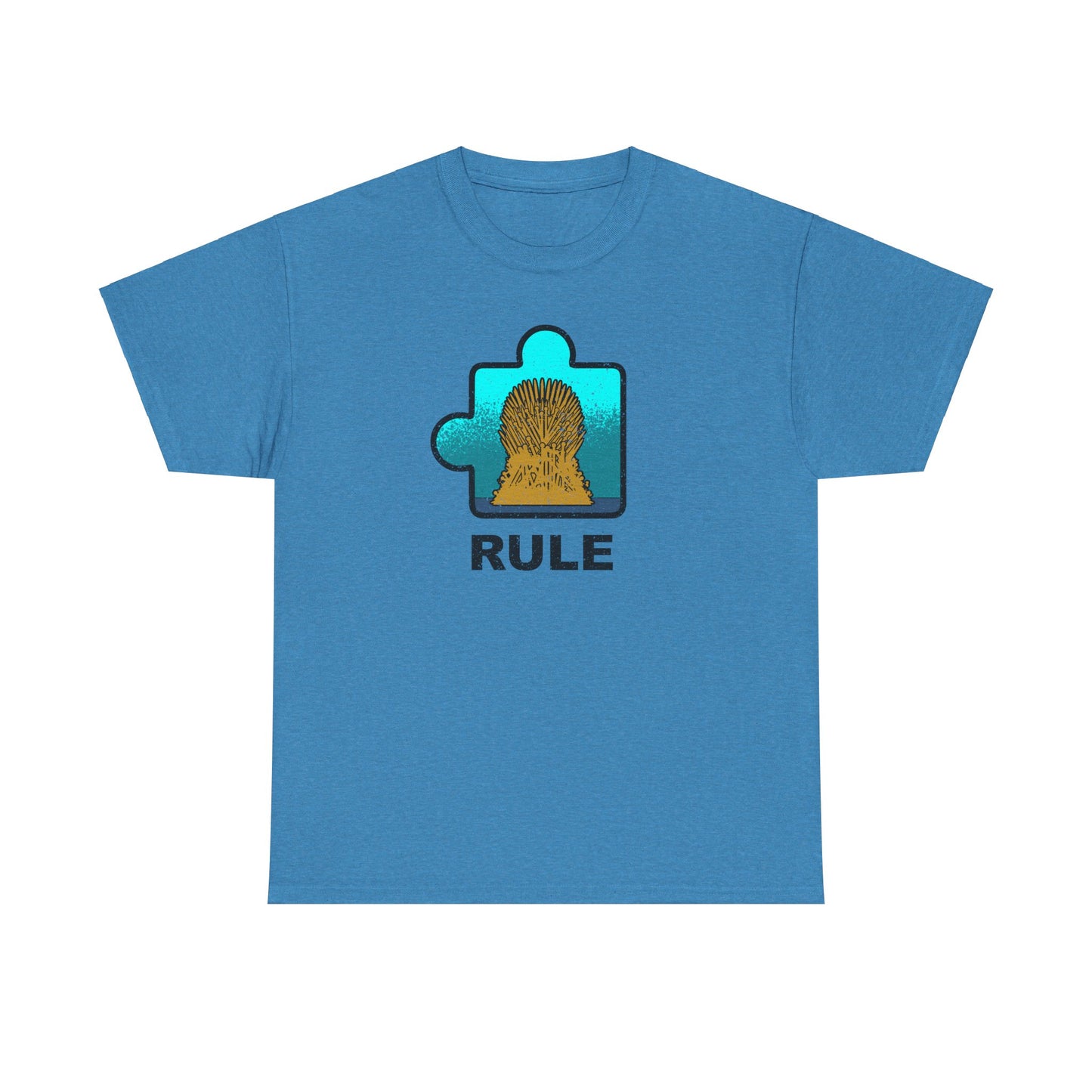 Throne Puzzle Piece T-Shirt – ‘Rule’ Graphic Tee – Unisex Heavy Cotton Shirt Distressed Style