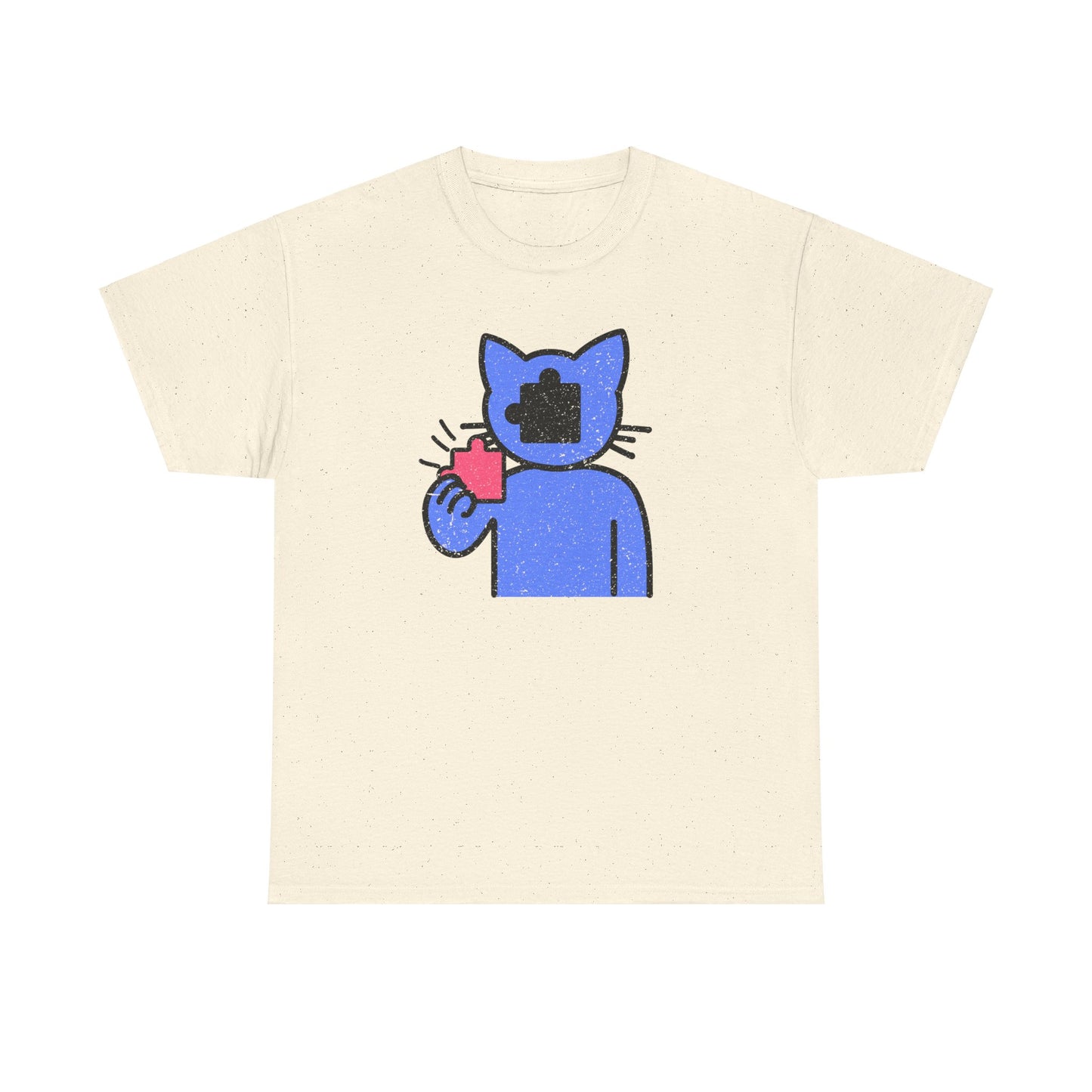 Cat Puzzle Piece T-Shirt – Life’s Epic Journey Distressed Graphic Tee – Unisex Heavy Cotton Shirt – Mix & Match to Create Your Own Unique Style