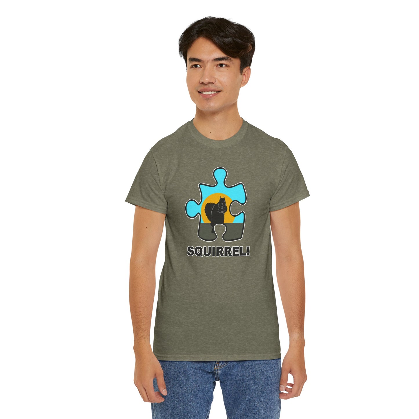 Squirrel Puzzle Piece T-Shirt – Fun Wildlife Graphic Tee – Unisex Heavy Cotton Shirt