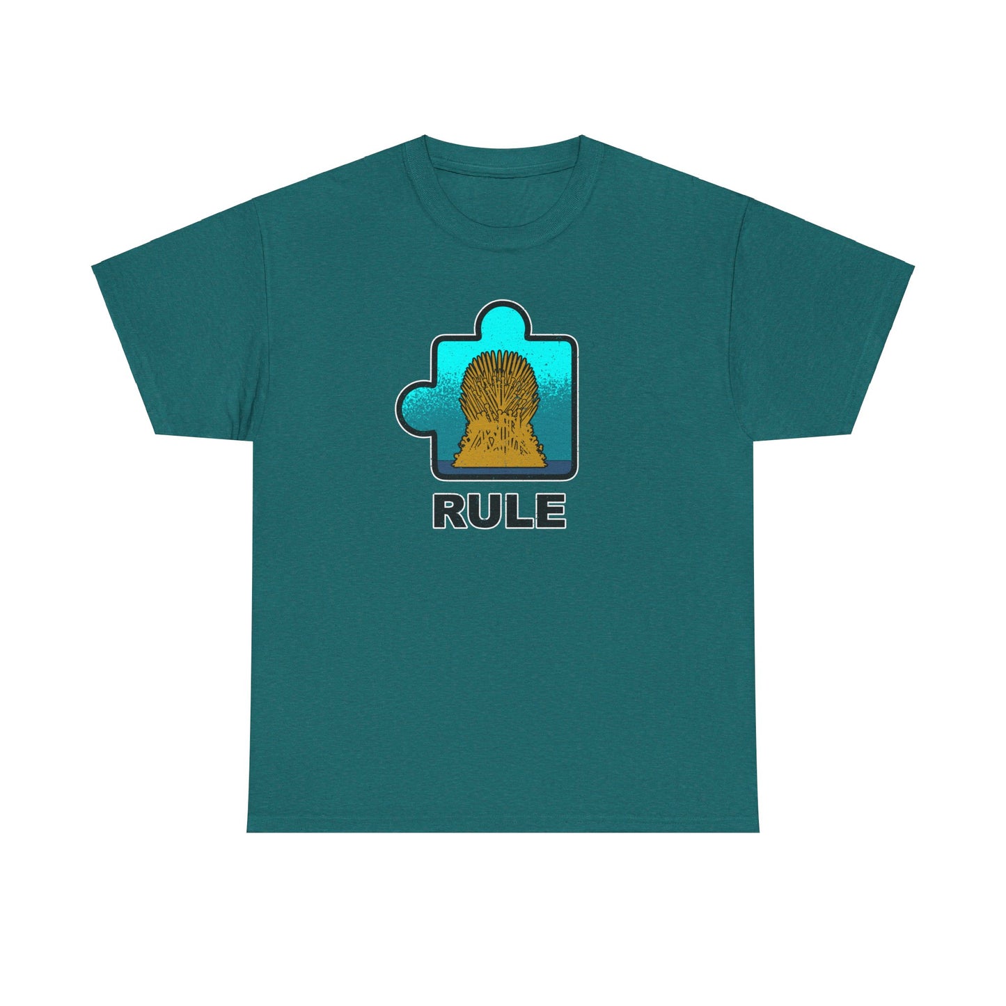 Throne Puzzle Piece T-Shirt – ‘Rule’ Graphic Tee – Unisex Heavy Cotton Shirt Distressed Style