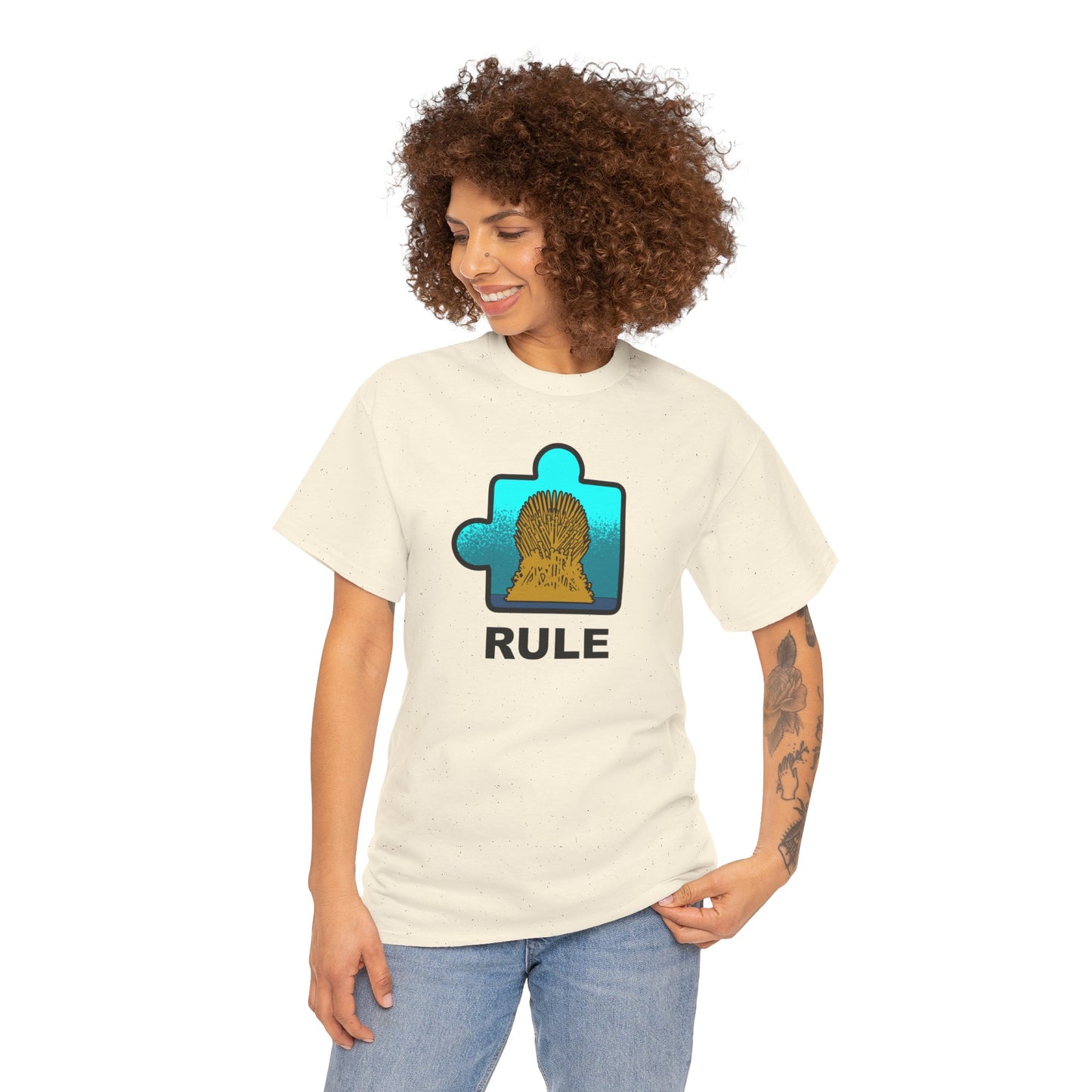 Throne Puzzle Piece T-Shirt – ‘Rule’ Graphic Tee – Unisex Heavy Cotton Shirt