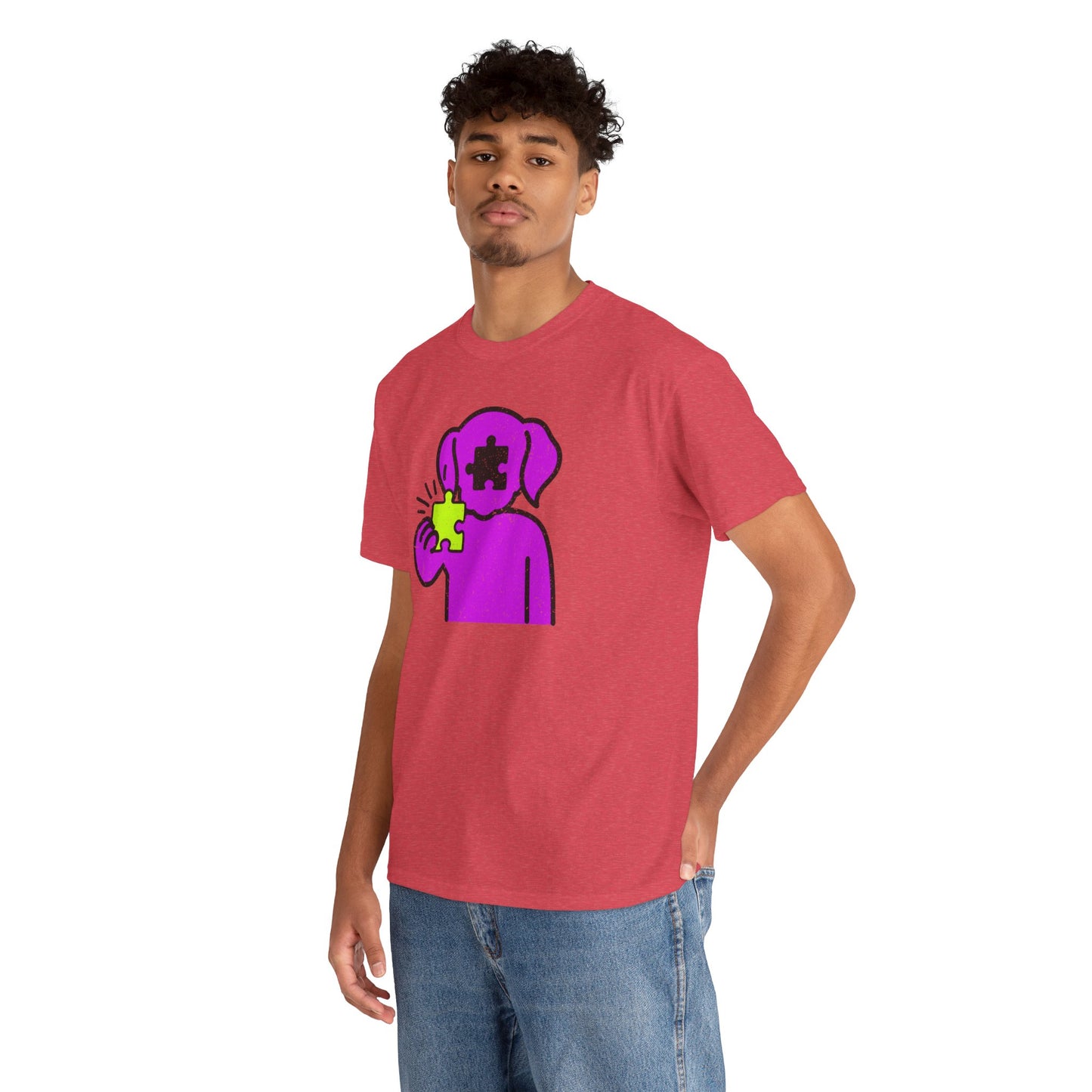 Dog Puzzle Piece T-Shirt – Life’s Epic Journey Distressed Graphic Tee – Unisex Heavy Cotton Shirt – Mix & Match to Create Your Own Unique Style