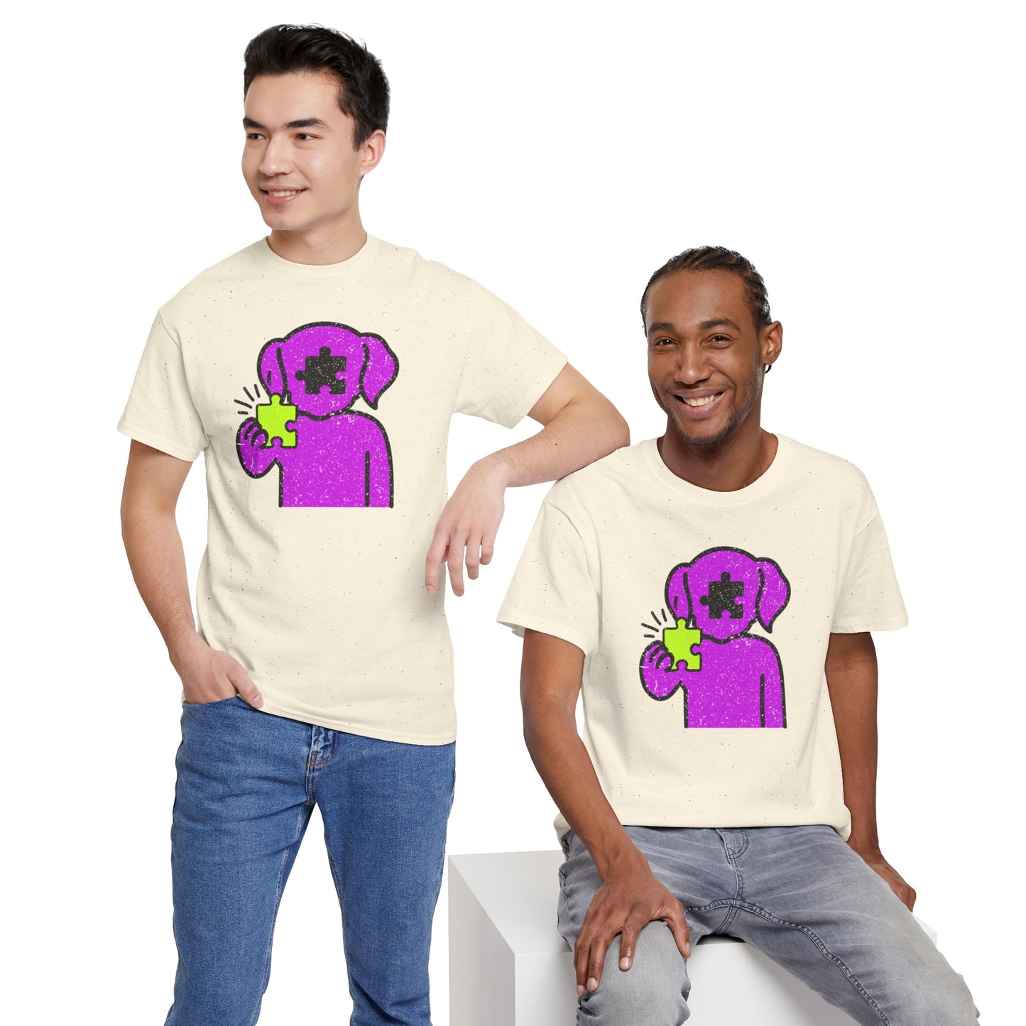 Dog Puzzle Piece T-Shirt – Life’s Epic Journey Distressed Graphic Tee – Unisex Heavy Cotton Shirt – Mix & Match to Create Your Own Unique Style