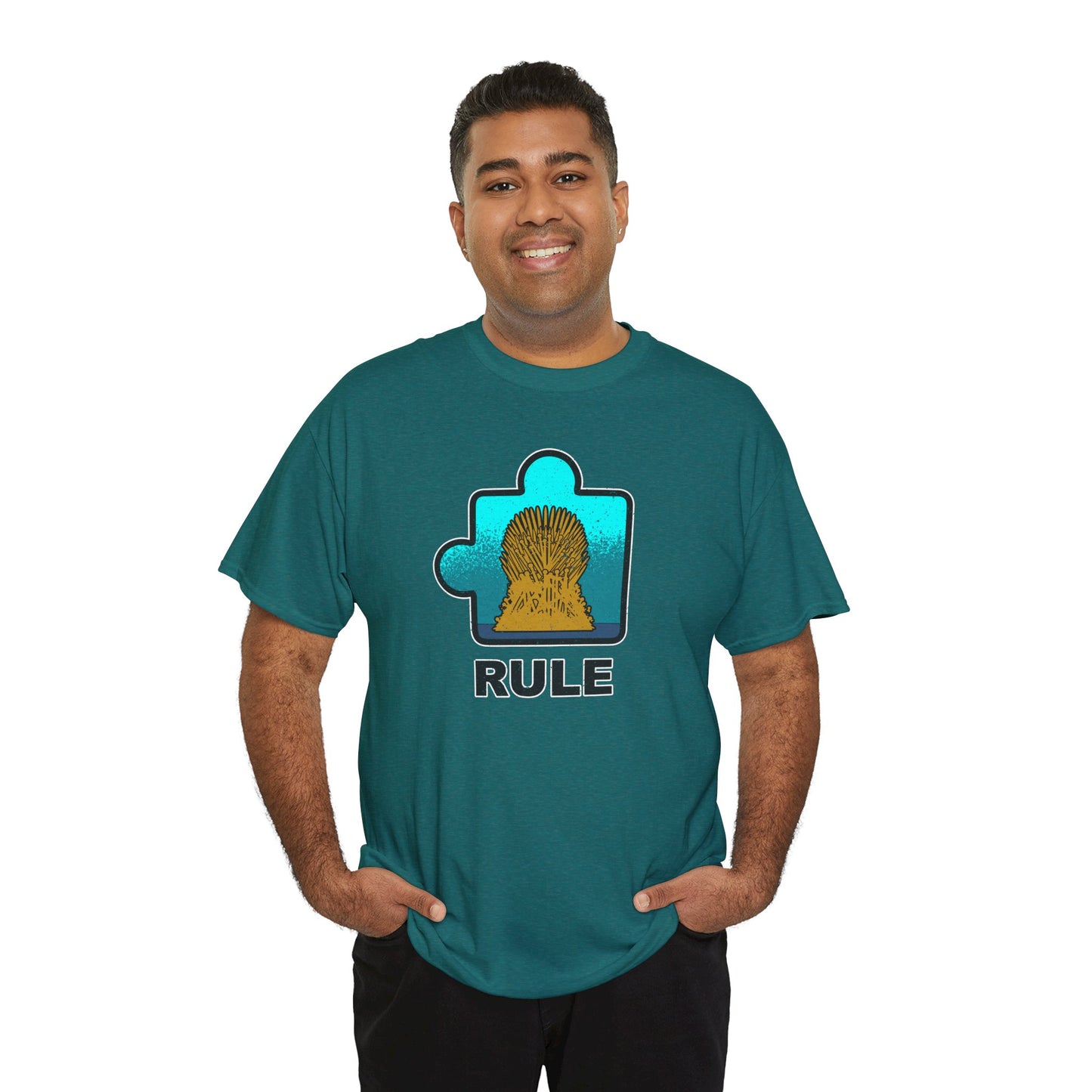 Throne Puzzle Piece T-Shirt – ‘Rule’ Graphic Tee – Unisex Heavy Cotton Shirt Distressed Style