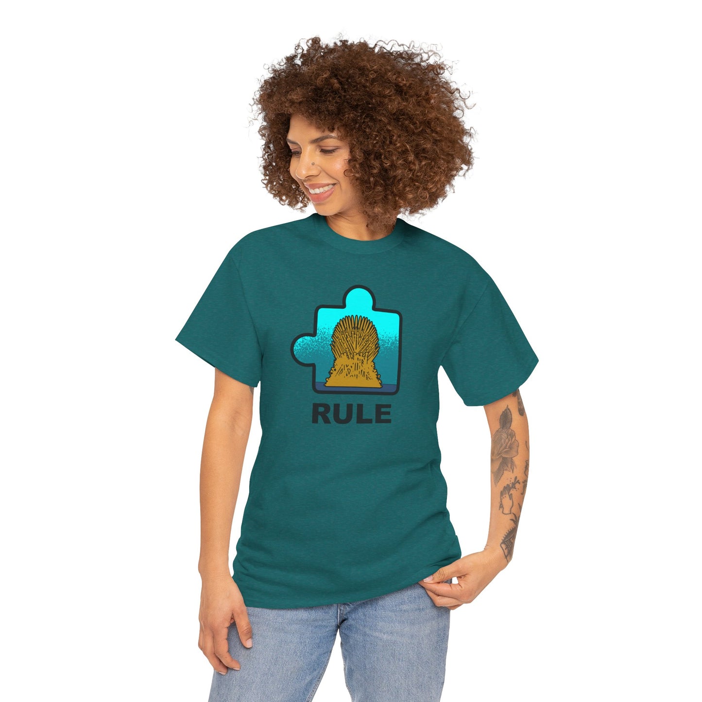 Throne Puzzle Piece T-Shirt – ‘Rule’ Graphic Tee – Unisex Heavy Cotton Shirt