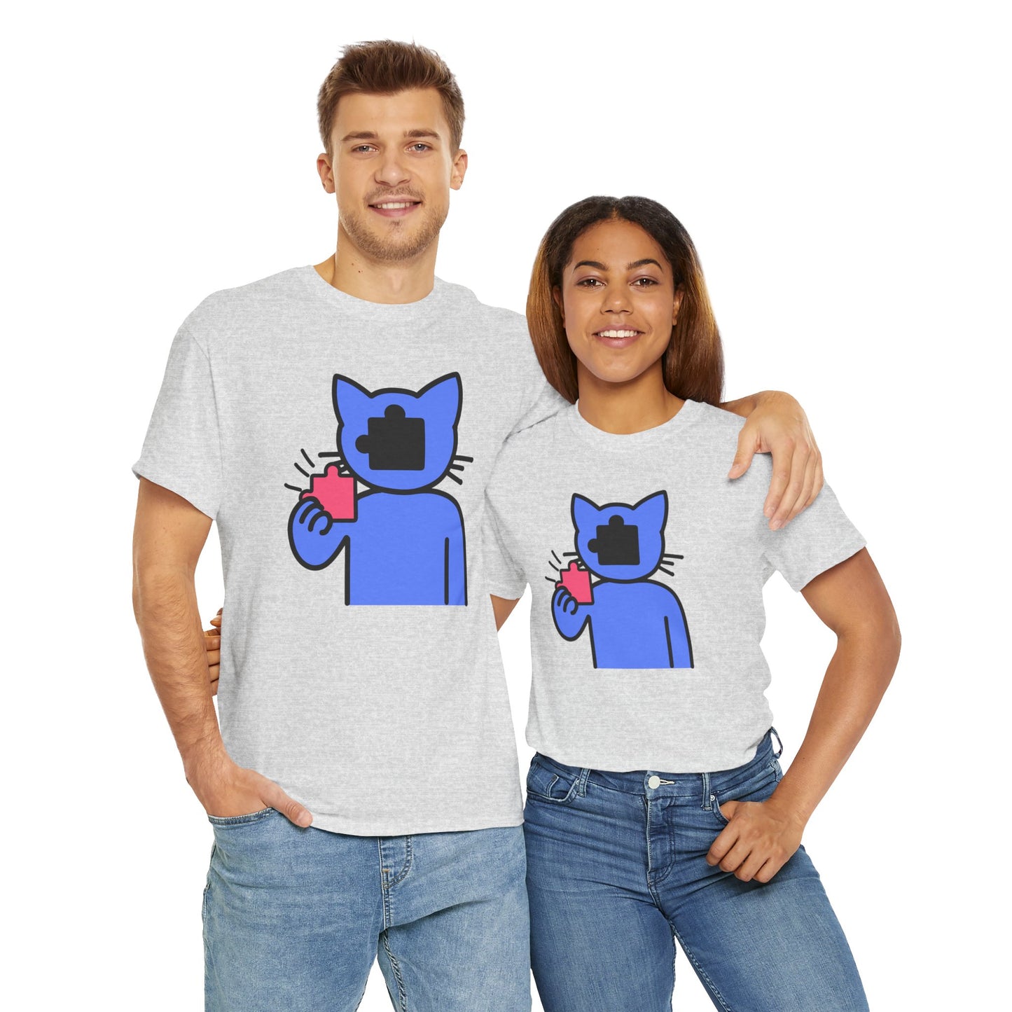 Cat Puzzle Piece T-Shirt – Life’s Journey Graphic Tee – Unisex Heavy Cotton Shirt – Find Your Missing Piece