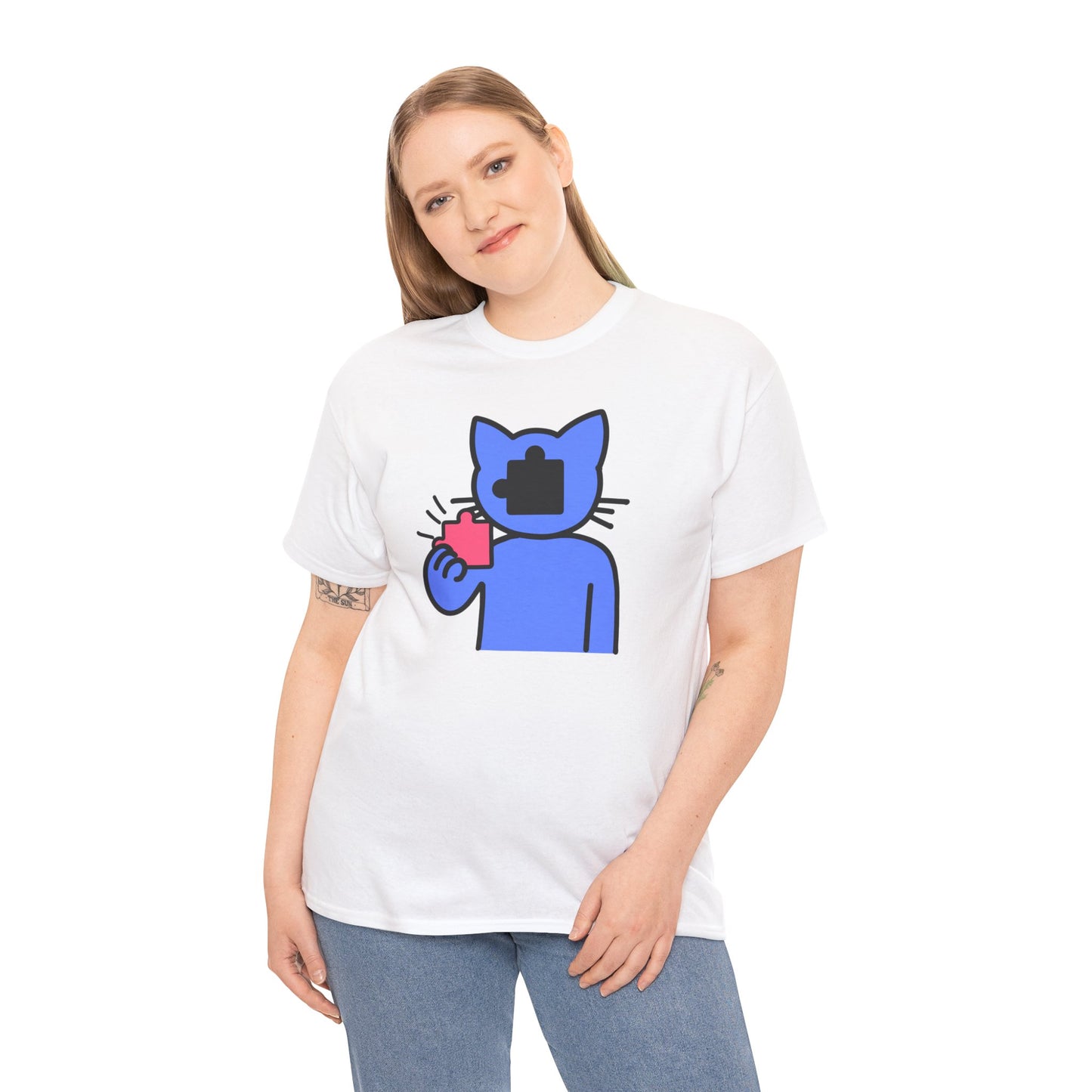 Cat Puzzle Piece T-Shirt – Life’s Journey Graphic Tee – Unisex Heavy Cotton Shirt – Find Your Missing Piece