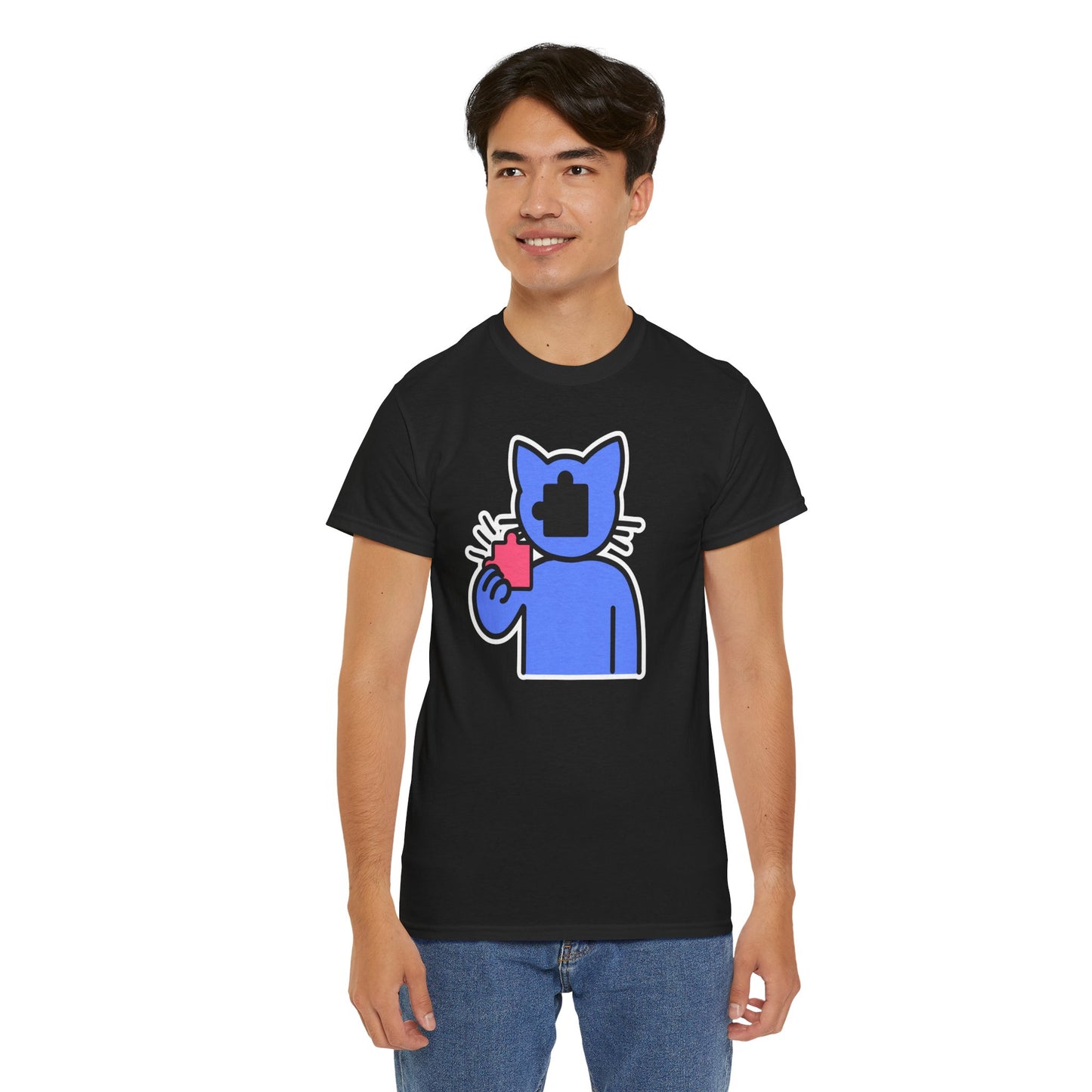 Cat Puzzle Piece T-Shirt – Life’s Journey Graphic Tee – Unisex Heavy Cotton Shirt – Find Your Missing Piece