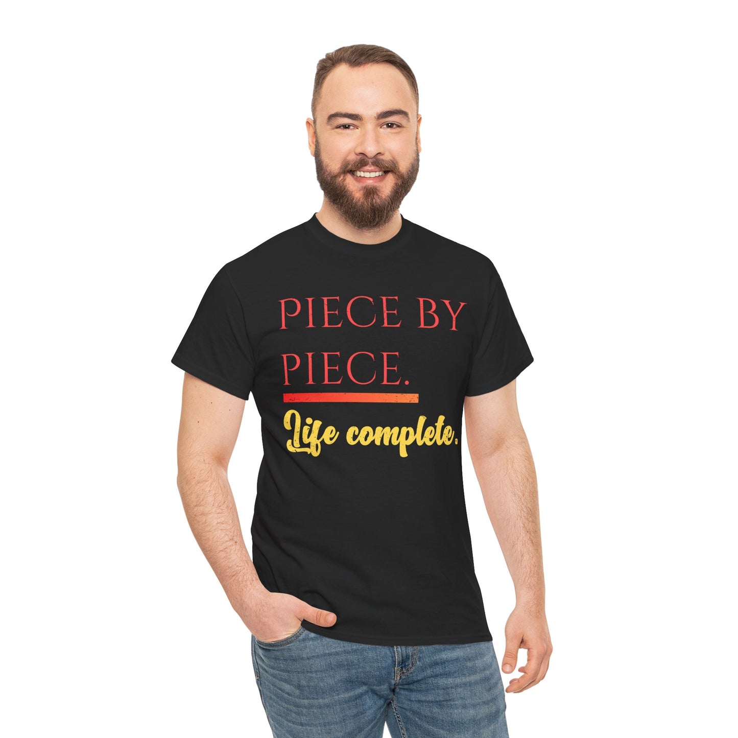 Piece by Piece Distressed T-Shirt – Life Complete Graphic Tee by Trash Cat Tee's