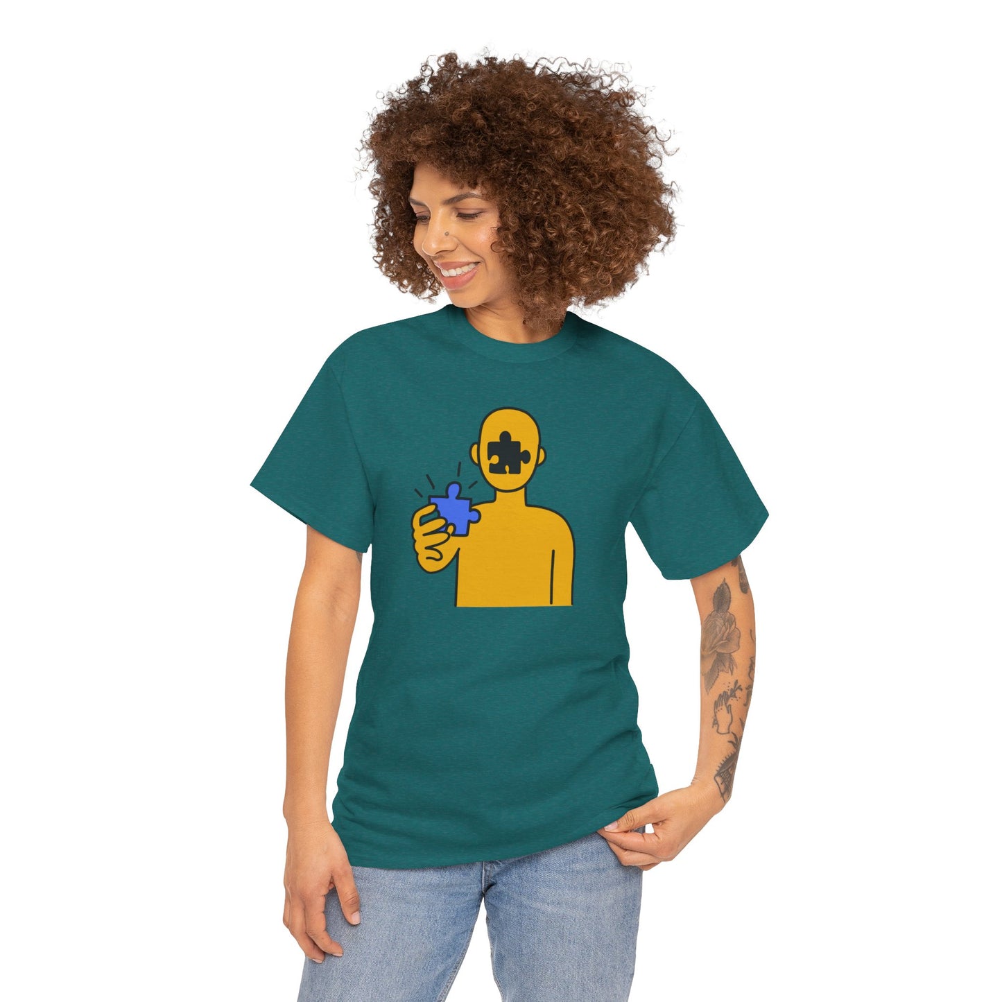 Human Puzzle Piece T-Shirt – Thoughtful Non-Distressed Design – Unisex Heavy Cotton Shirt for Life’s Journey