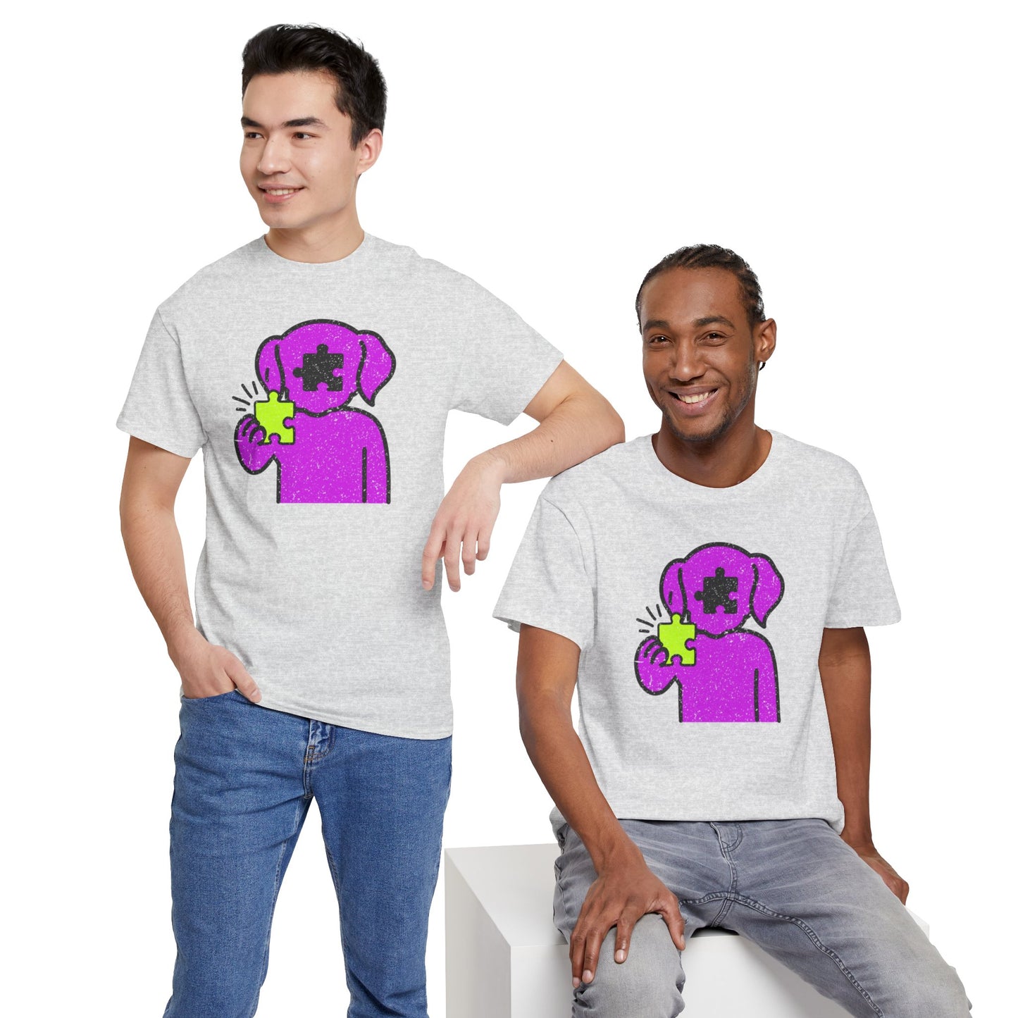 Dog Puzzle Piece T-Shirt – Life’s Epic Journey Distressed Graphic Tee – Unisex Heavy Cotton Shirt – Mix & Match to Create Your Own Unique Style