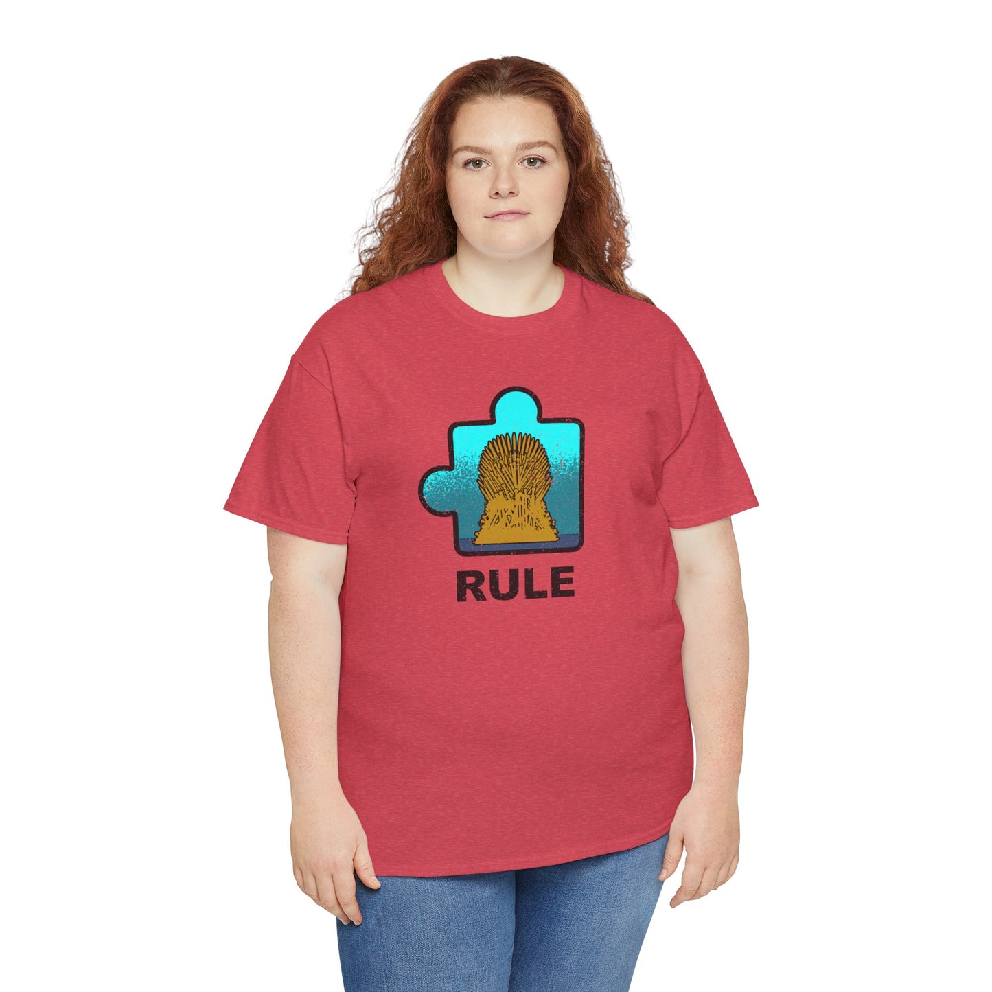 Throne Puzzle Piece T-Shirt – ‘Rule’ Graphic Tee – Unisex Heavy Cotton Shirt Distressed Style