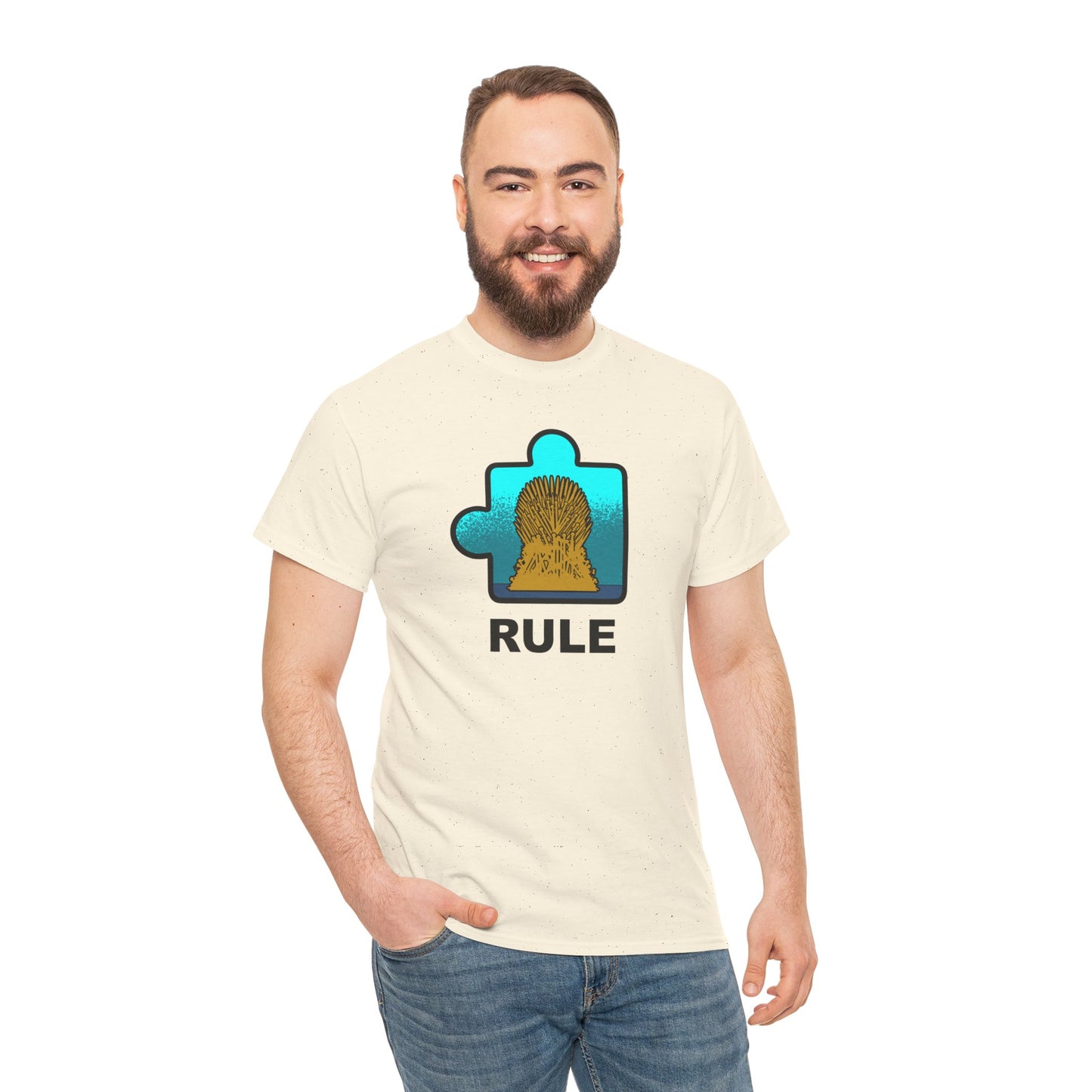 Throne Puzzle Piece T-Shirt – ‘Rule’ Graphic Tee – Unisex Heavy Cotton Shirt