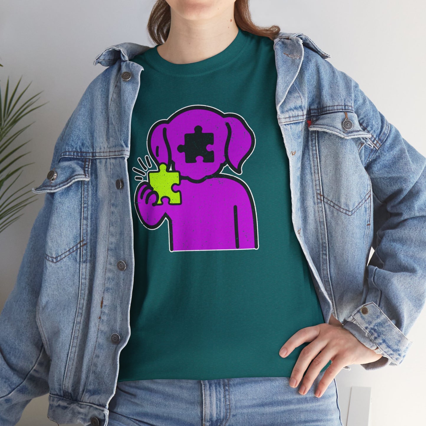 Dog Puzzle Piece T-Shirt – Life’s Epic Journey Distressed Graphic Tee – Unisex Heavy Cotton Shirt – Mix & Match to Create Your Own Unique Style