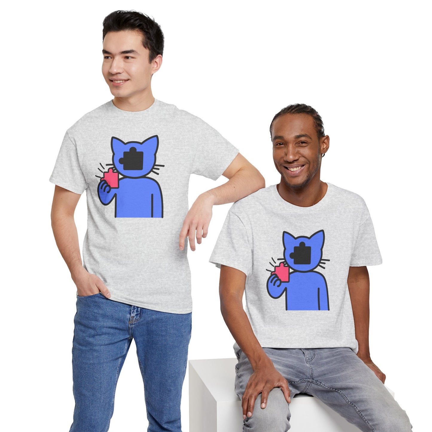 Cat Puzzle Piece T-Shirt – Life’s Journey Graphic Tee – Unisex Heavy Cotton Shirt – Find Your Missing Piece