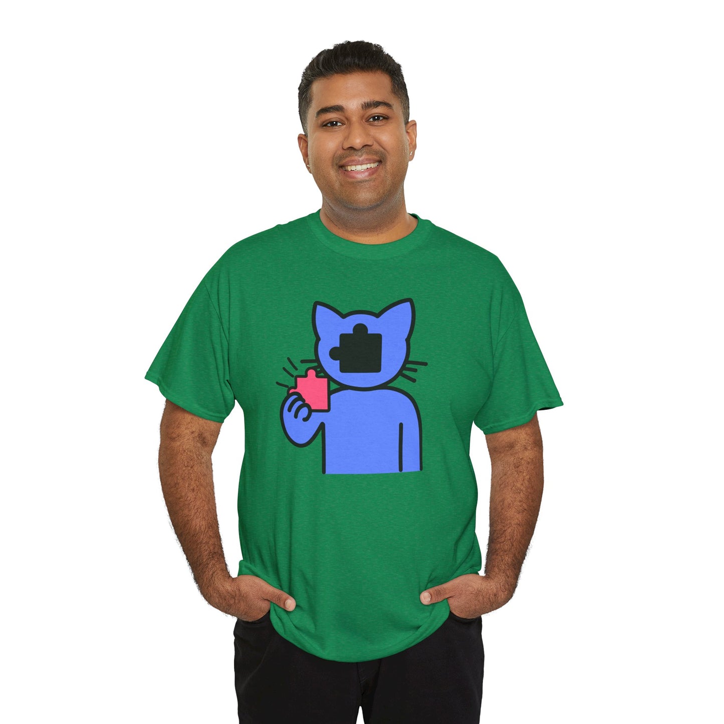 Cat Puzzle Piece T-Shirt – Life’s Journey Graphic Tee – Unisex Heavy Cotton Shirt – Find Your Missing Piece