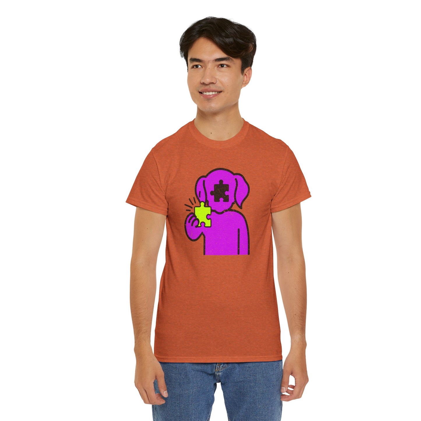 Dog Puzzle Piece T-Shirt – Life’s Epic Journey Distressed Graphic Tee – Unisex Heavy Cotton Shirt – Mix & Match to Create Your Own Unique Style