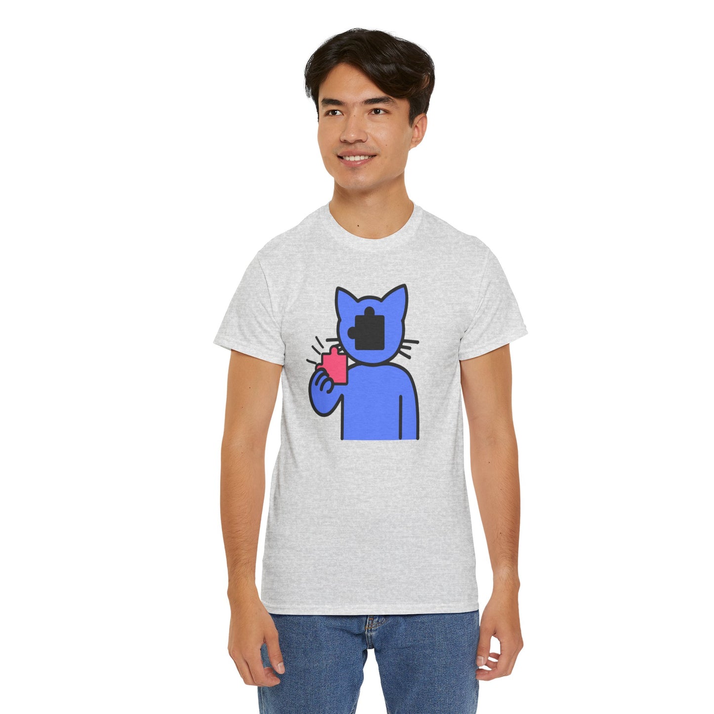 Cat Puzzle Piece T-Shirt – Life’s Journey Graphic Tee – Unisex Heavy Cotton Shirt – Find Your Missing Piece