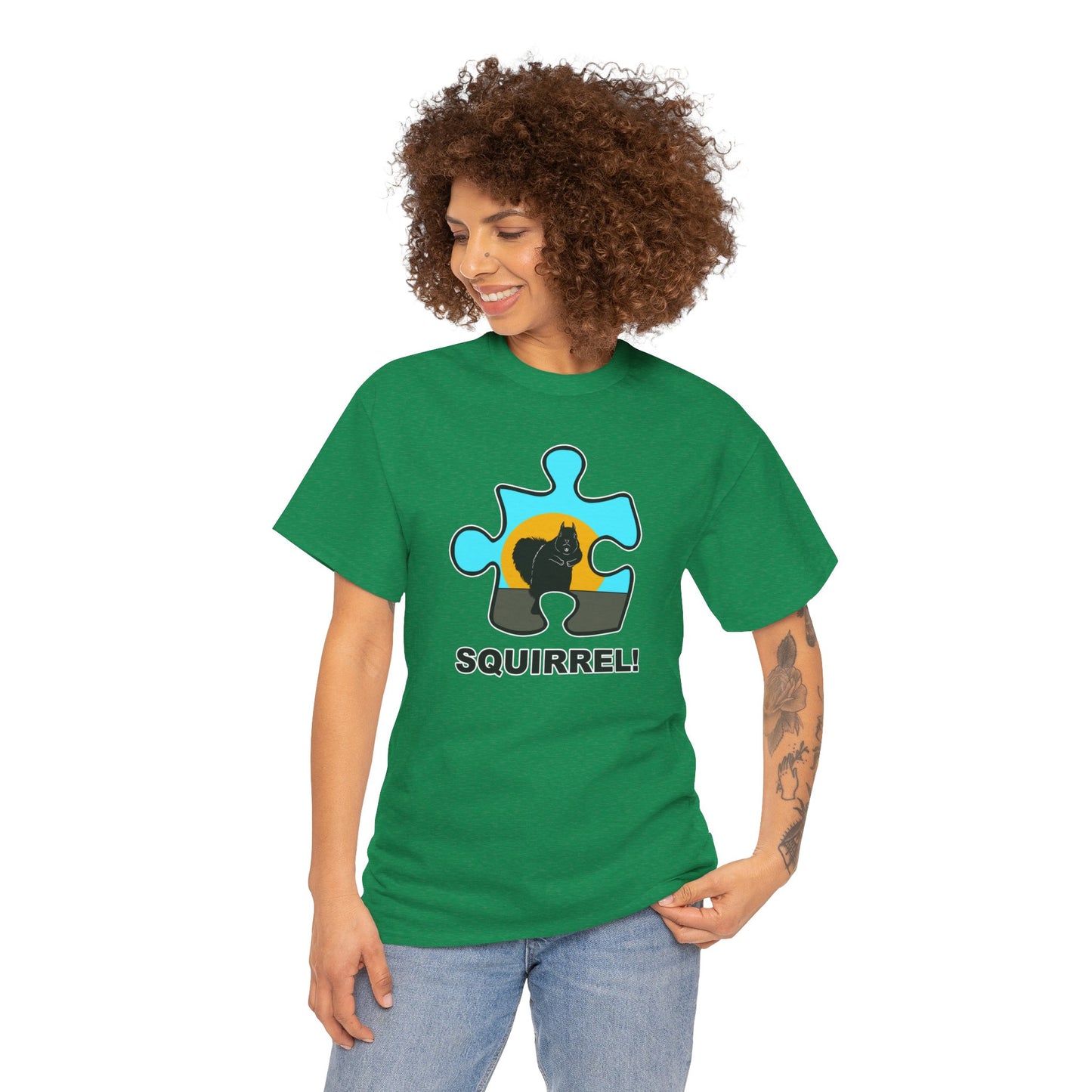 Squirrel Puzzle Piece T-Shirt – Fun Wildlife Graphic Tee – Unisex Heavy Cotton Shirt