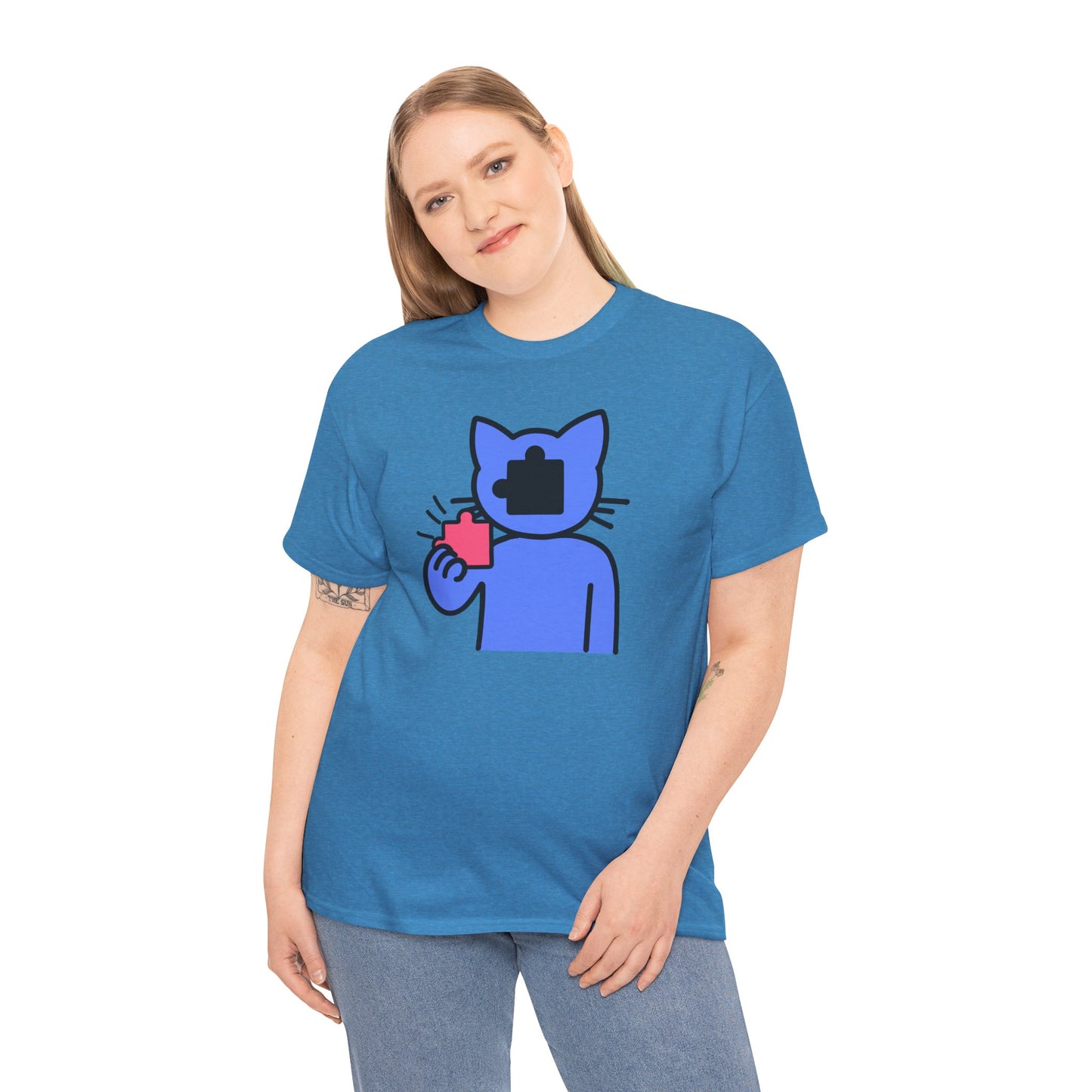 Cat Puzzle Piece T-Shirt – Life’s Journey Graphic Tee – Unisex Heavy Cotton Shirt – Find Your Missing Piece