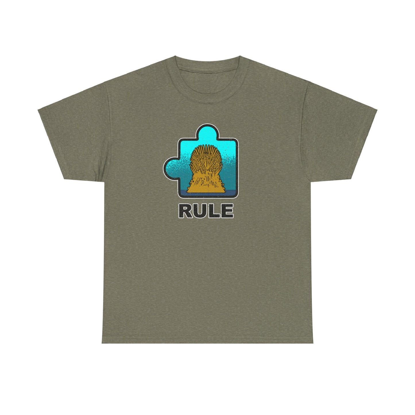 Throne Puzzle Piece T-Shirt – ‘Rule’ Graphic Tee – Unisex Heavy Cotton Shirt Distressed Style