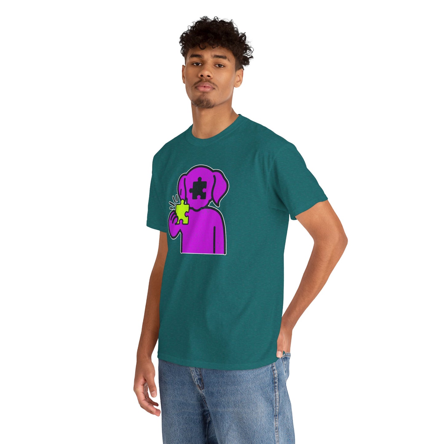 Dog Puzzle Piece T-Shirt – Life’s Epic Journey Distressed Graphic Tee – Unisex Heavy Cotton Shirt – Mix & Match to Create Your Own Unique Style