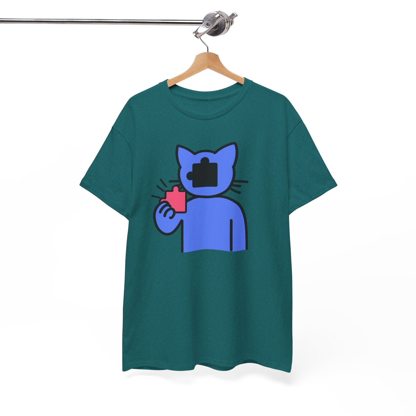 Cat Puzzle Piece T-Shirt – Life’s Journey Graphic Tee – Unisex Heavy Cotton Shirt – Find Your Missing Piece