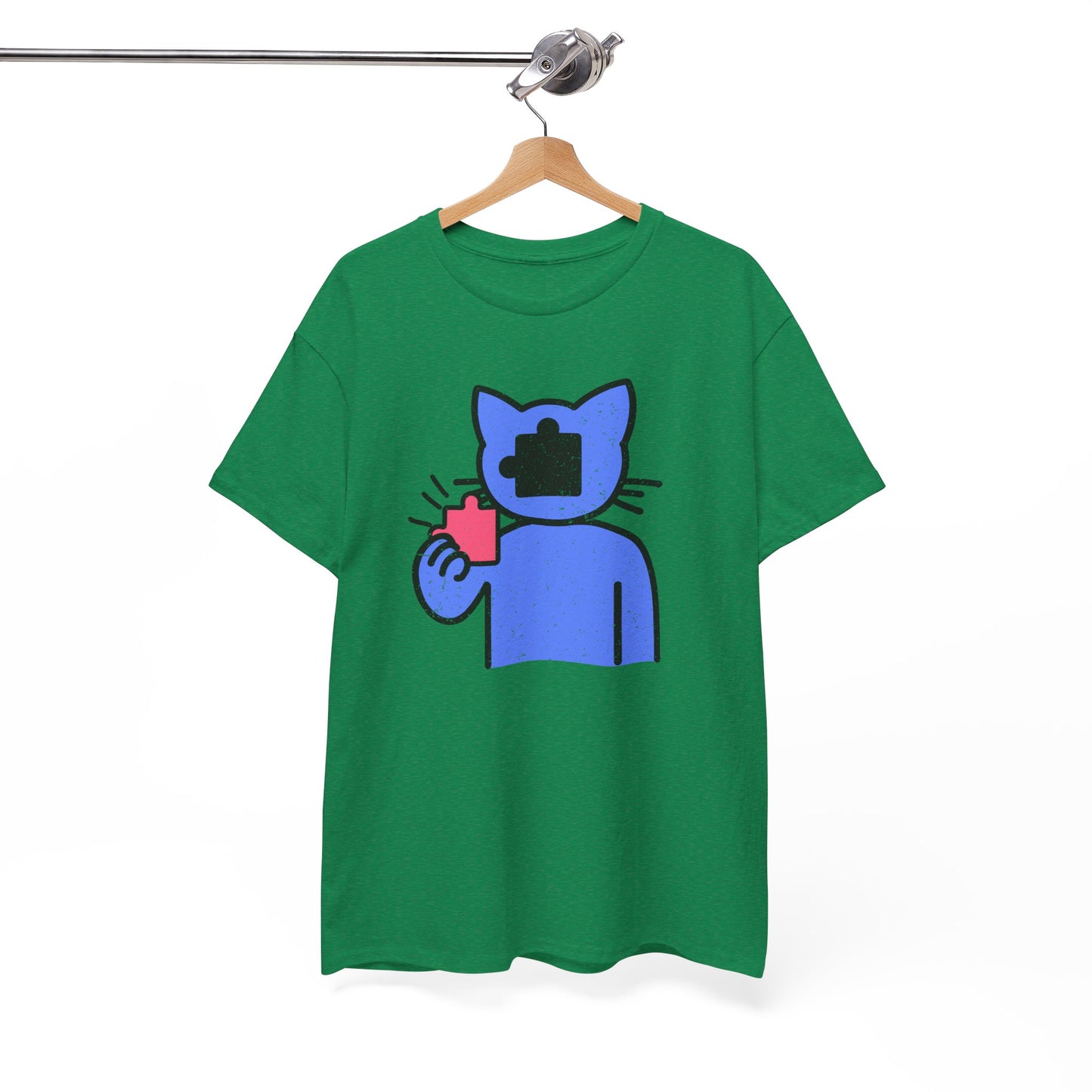 Cat Puzzle Piece T-Shirt – Life’s Epic Journey Distressed Graphic Tee – Unisex Heavy Cotton Shirt – Mix & Match to Create Your Own Unique Style