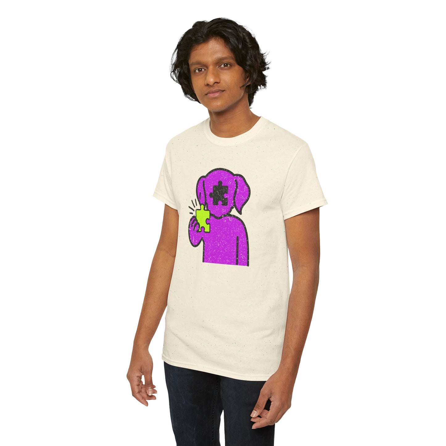 Dog Puzzle Piece T-Shirt – Life’s Epic Journey Distressed Graphic Tee – Unisex Heavy Cotton Shirt – Mix & Match to Create Your Own Unique Style