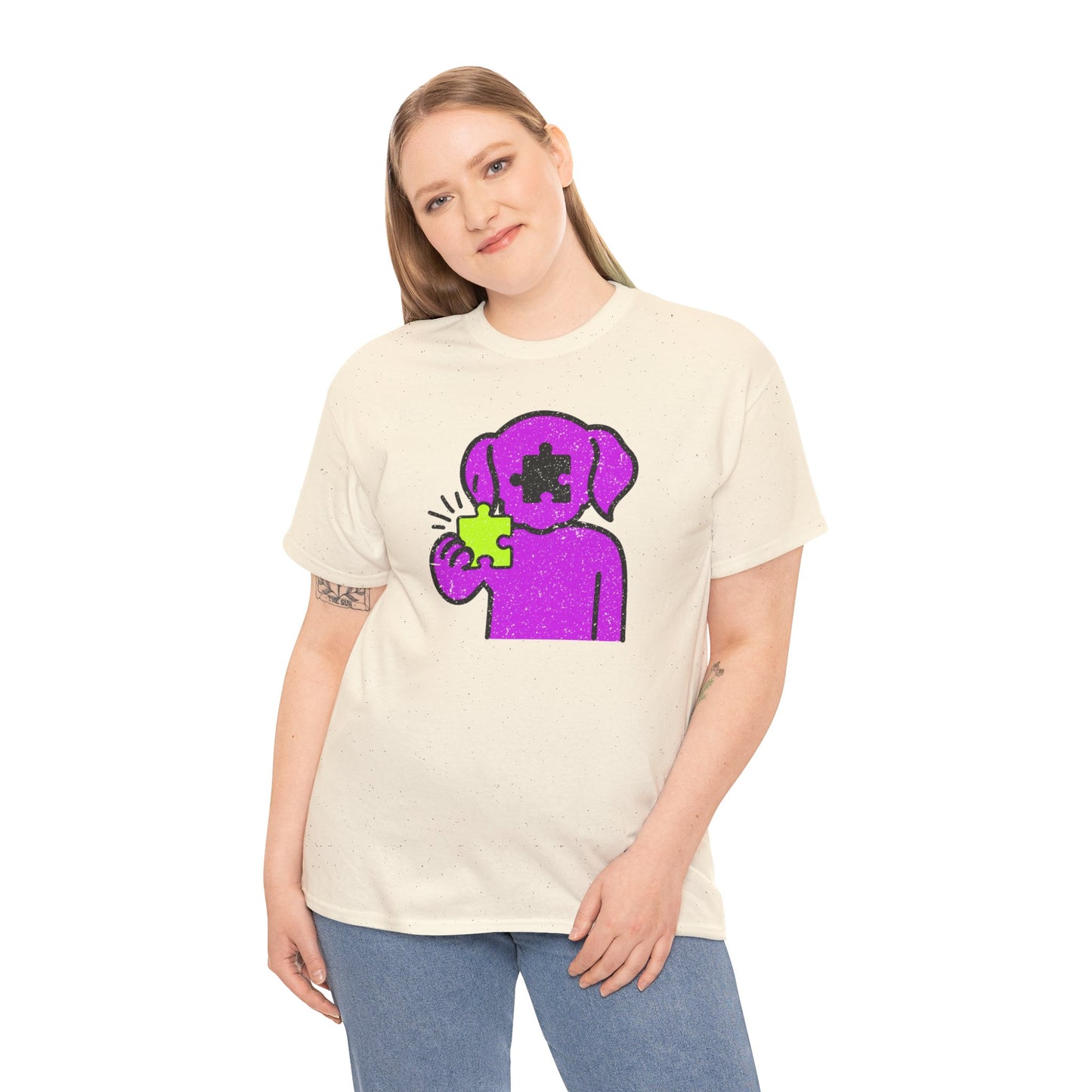 Dog Puzzle Piece T-Shirt – Life’s Epic Journey Distressed Graphic Tee – Unisex Heavy Cotton Shirt – Mix & Match to Create Your Own Unique Style