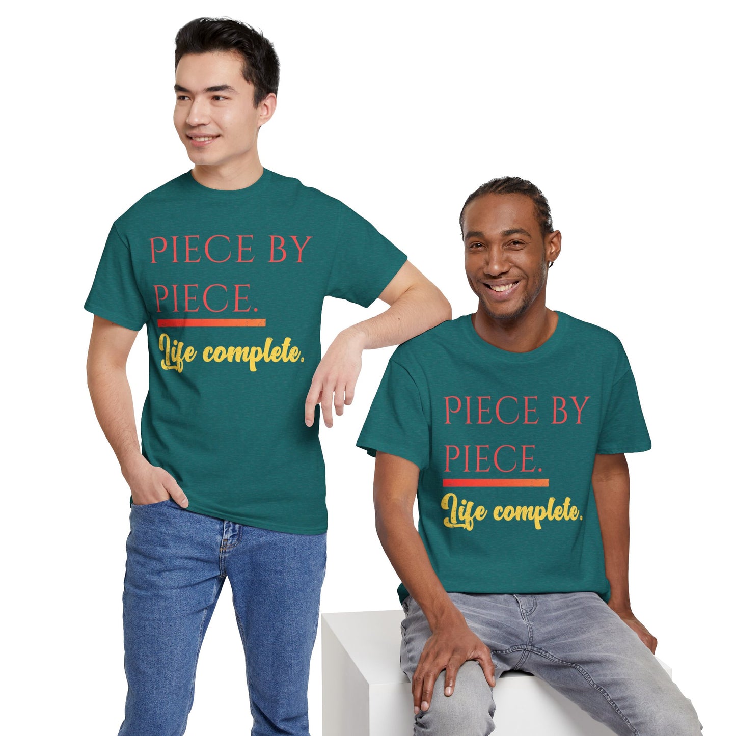 Piece by Piece Distressed T-Shirt – Life Complete Graphic Tee by Trash Cat Tee's