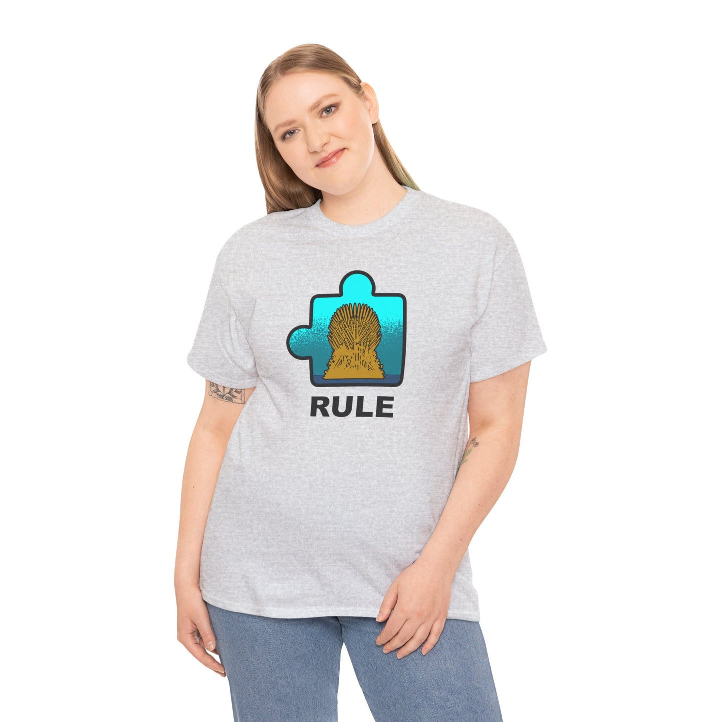 Throne Puzzle Piece T-Shirt – ‘Rule’ Graphic Tee – Unisex Heavy Cotton Shirt