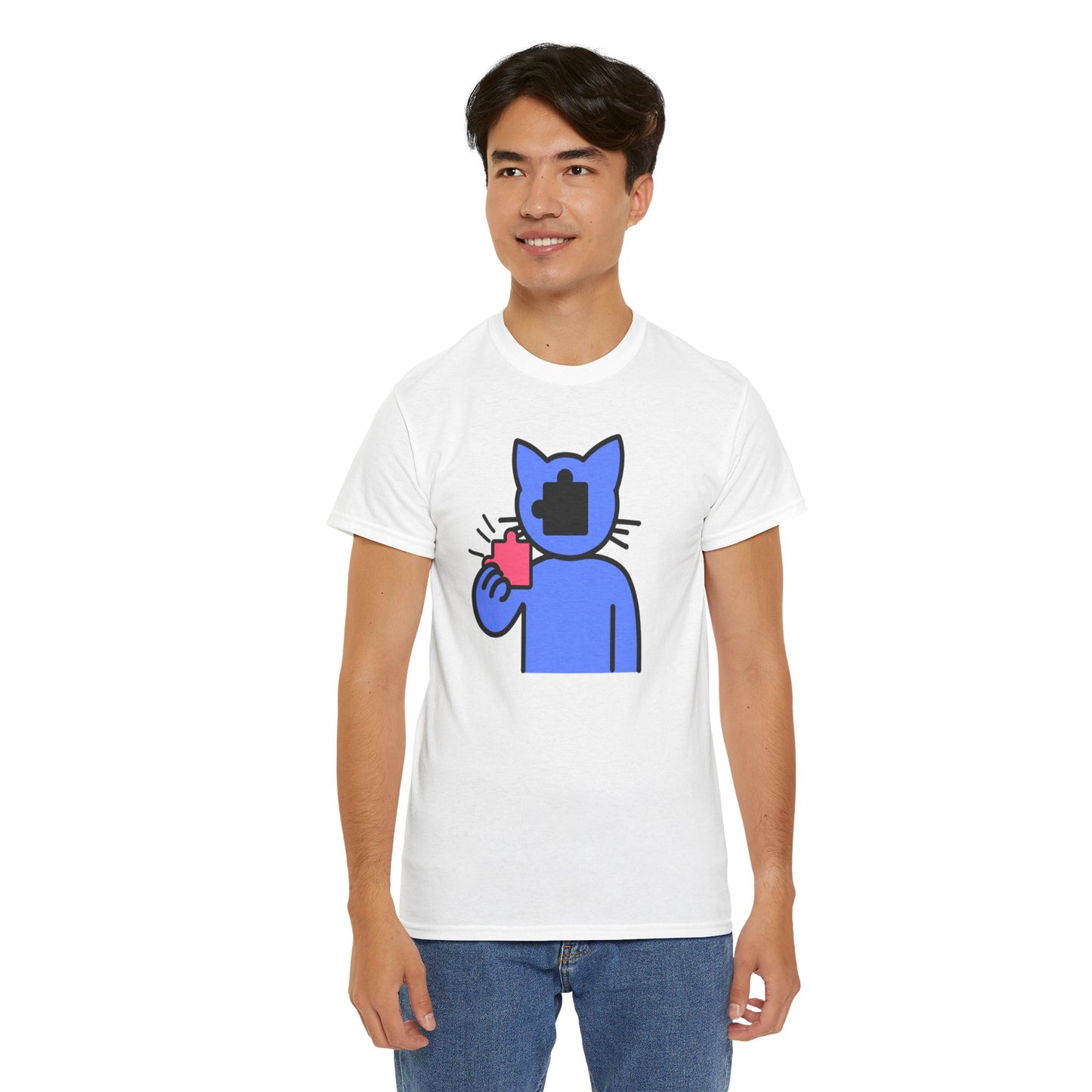 Cat Puzzle Piece T-Shirt – Life’s Journey Graphic Tee – Unisex Heavy Cotton Shirt – Find Your Missing Piece