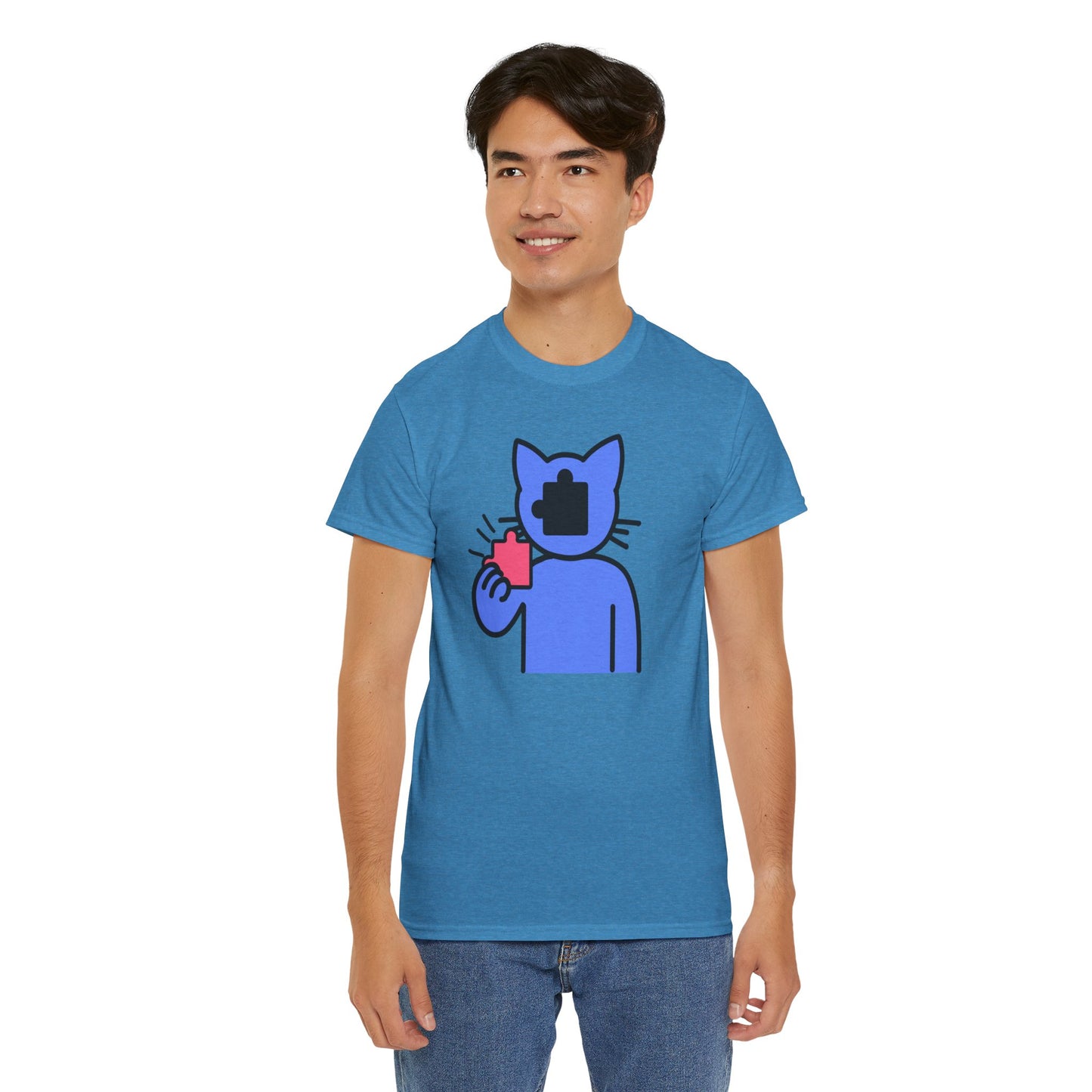 Cat Puzzle Piece T-Shirt – Life’s Journey Graphic Tee – Unisex Heavy Cotton Shirt – Find Your Missing Piece